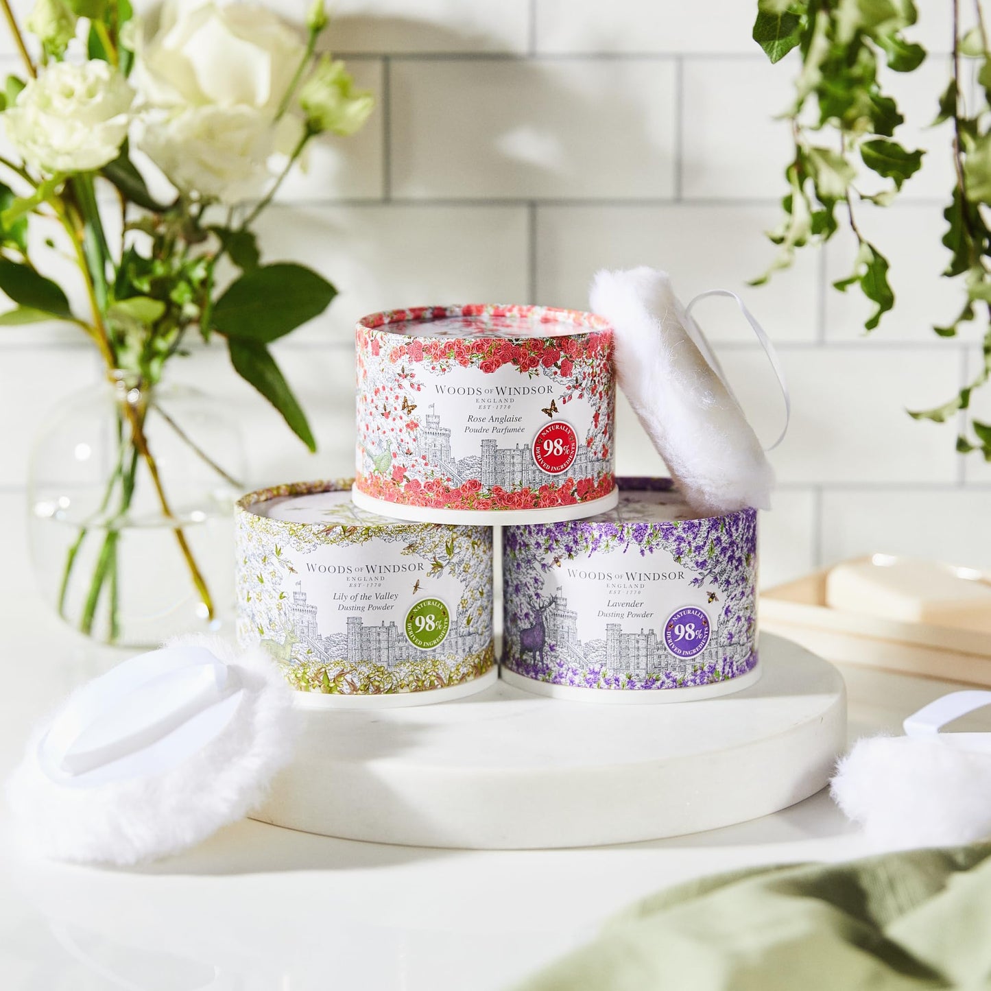 Woods Of Windsor Lily Of The Valley Body Dusting Powder With Puff for Women, 3.5 Ounce