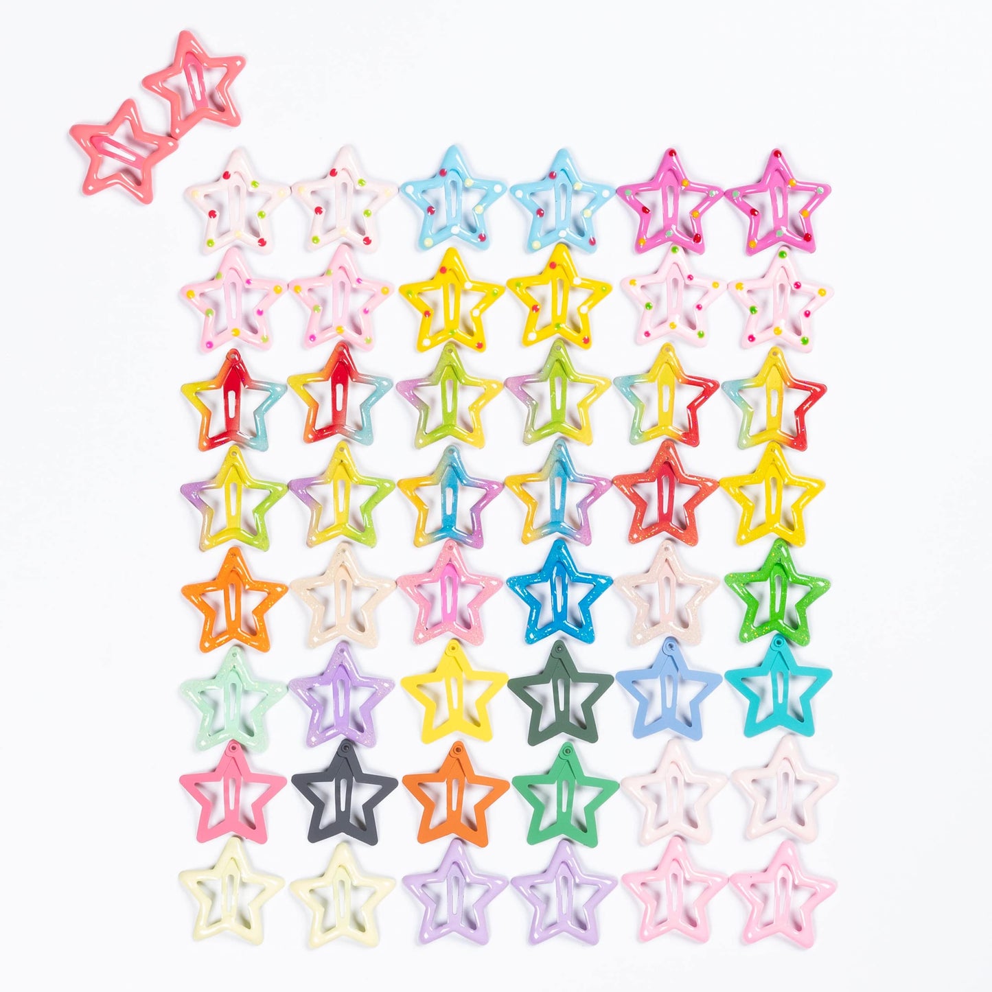 YAOKUA Star Hair Clips for Girls, 50 Pcs No Slip star Metal fashion Hair Snap Clips Barrettes for Kids Teens Women