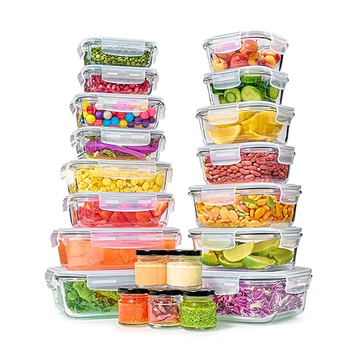 40pc Set Glass Food Storage Containers & Bowls with Airtight Lids - Leakproof BPA-Free Meal Prep Airtight Stackable Lunch Boxes, Kitchen Pantry…