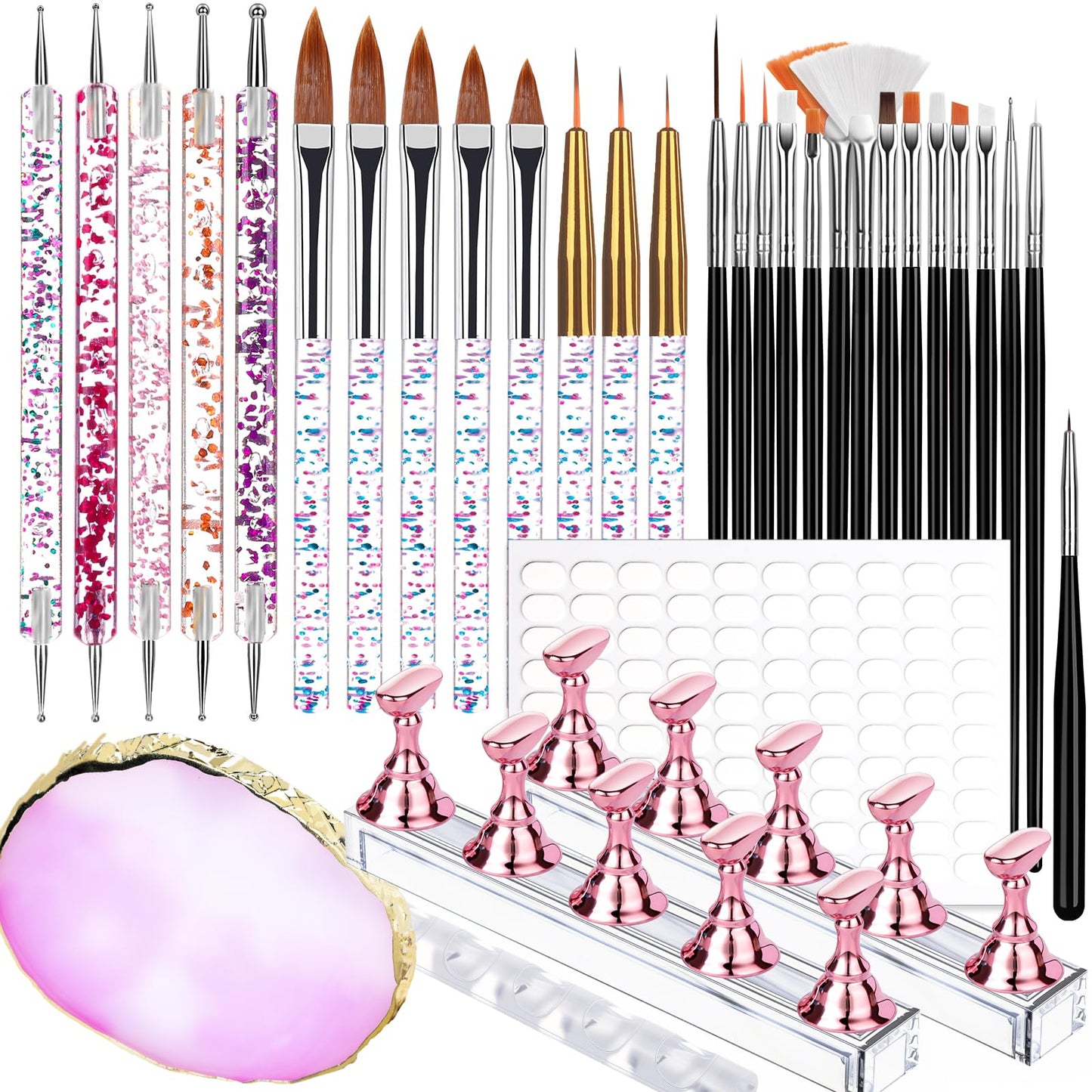 Teenitor Nail Art Tools Set, 23 Pcs Nail Art Brushes, 5 Pcs Nail Dotting Tool, 2 Set of Nail Stand, 100 Pcs Double-Sided Adhesive Tabs, Nail Art Beauty and Personal Care Teenitor Default Title
