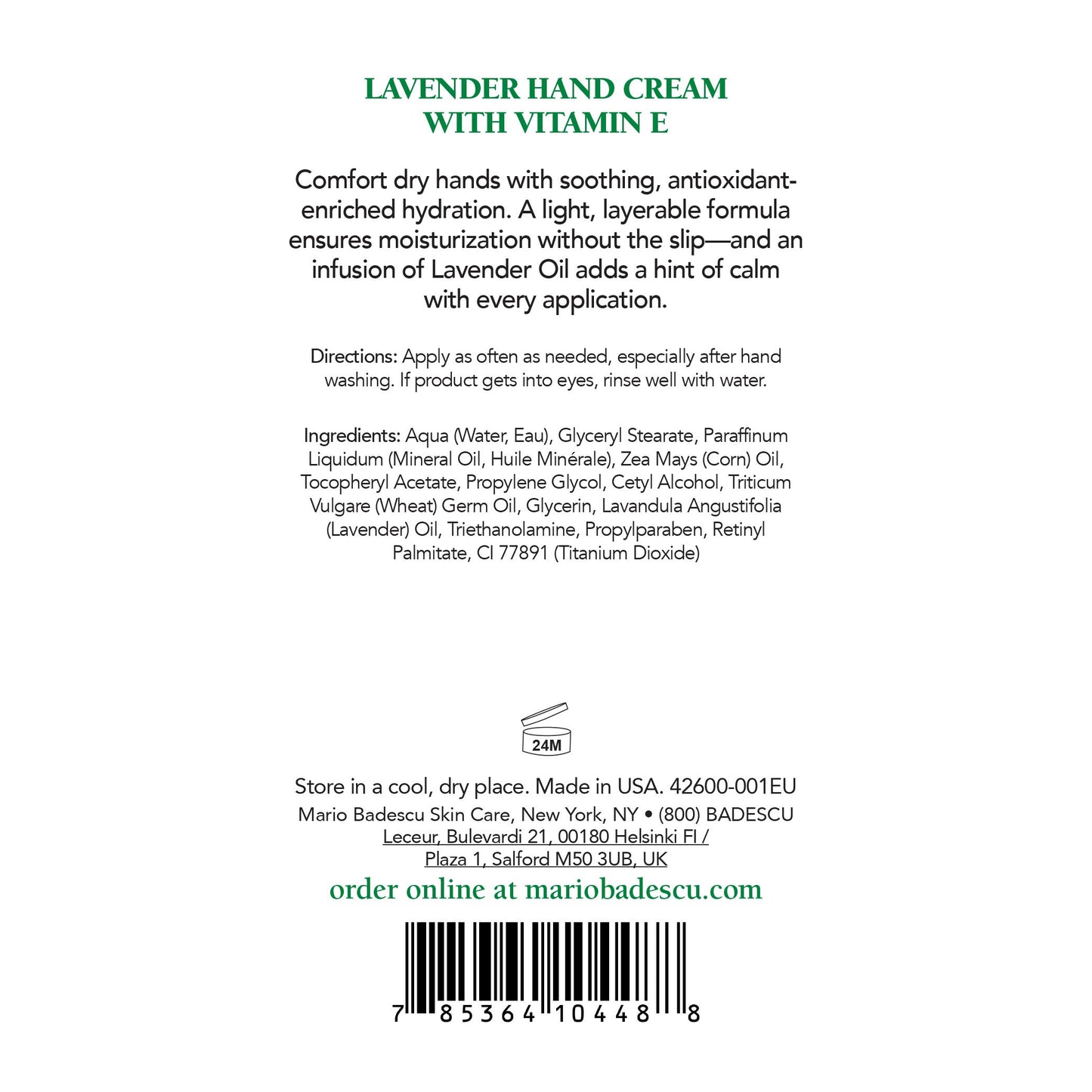 Mario Badescu Lavender Hand Cream with Vitamin E for Dry Cracked Hands, Lightweight, Fast-Absorbing Moisturizing Lotion for Dry Skin, Soothing