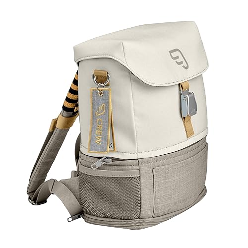 JetKids Stokke BackPack, White - Expandable Design for Kids 2-7 Years Old - Easy-to-Clean, Water Repellent Fabric - Includes Pull-Out Seat Pad, Name Tag & Detachable Captain Stripes
