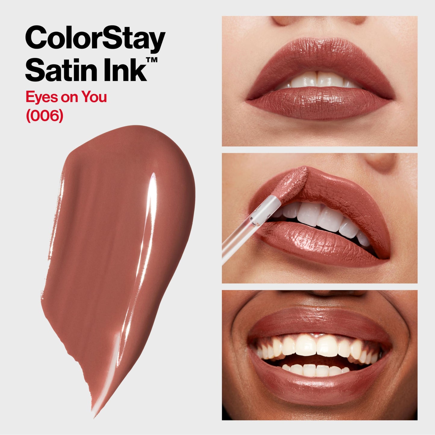 Revlon ColorStay Satin Ink Liquid Lipstick, Longwear Rich Lip Colors, Formulated with Black Currant Seed Oil, 006 Eyes on You, 0.17 fl oz