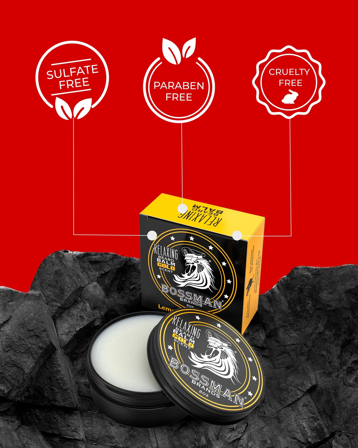 Bossman Relaxing Beard Balm for Men (Gold Scent) - Tames, Relaxes, Thickens & Softens for Ultimate Beard Care - Made in USA