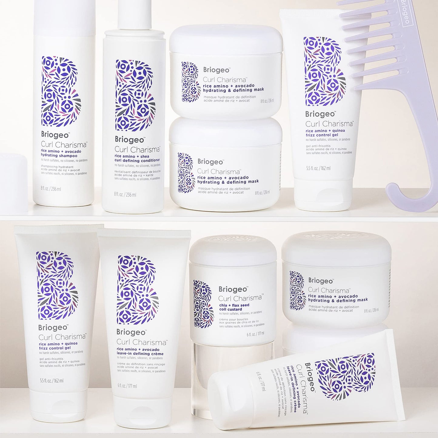 Briogeo Curl Charisma Rice Amino + Avocado Leave-In Defining Crème, Anti Frizz Hair Styling Moisturizer, Leave In Cream for Wavy, Curly, Coily Hair