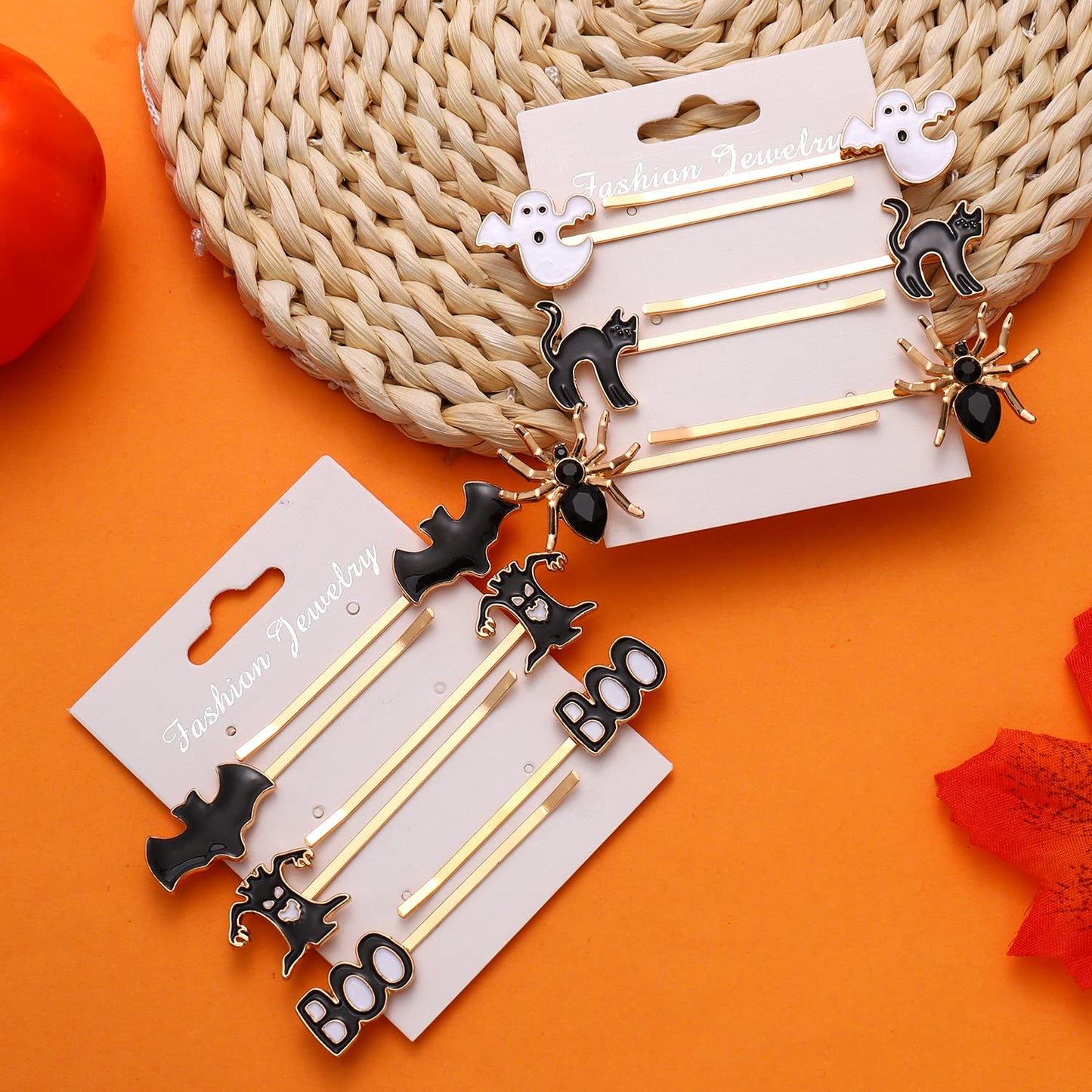 HZEYN 12 Pack Hallowen Hair Clips Spooky Ghost Spider Bat Devil Tree Bobby Pins Hair Accessories Costume Jewelry for Women Halloween Party Supplies
