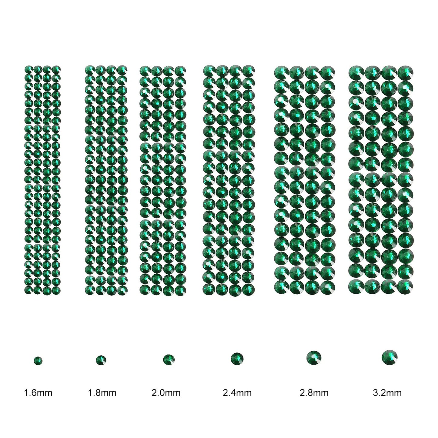 Jollin 3456pcs Flatback Rhinestones Glass Charms Diamantes Gems Stones for Nail Art 6 Size ss4~ss12 Dark Green