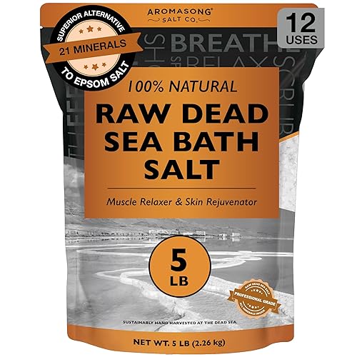 Aromasong Raw Dead Sea Bath Salt - Minimally Cleaned, Contains More Dead Sea Minerals Including Dead Sea Mud - 100% Pure & Natural Dead Sea Salts
