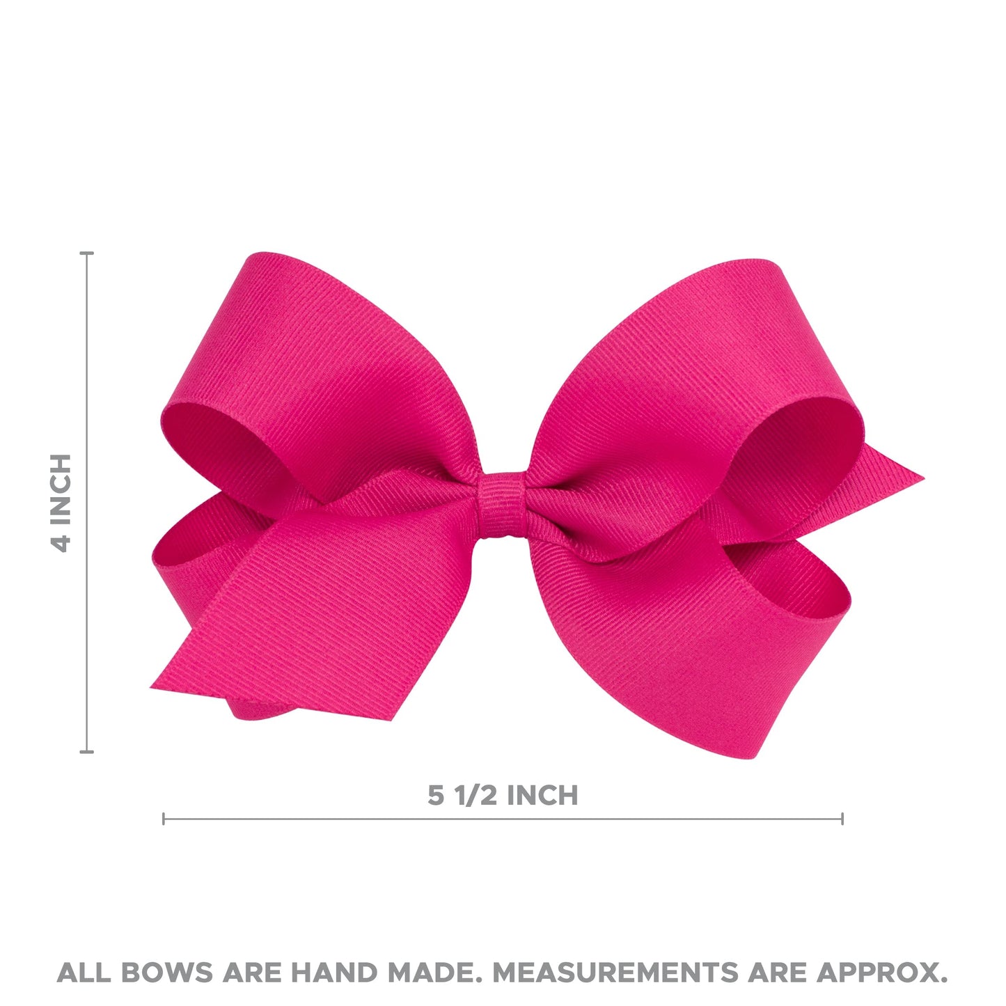 Wee Ones Girls' Plain Wrap Classic Grosgrain Hair Bows on a WeeStay No-Slip Hair Clip, Handmade, Large, Cranberry