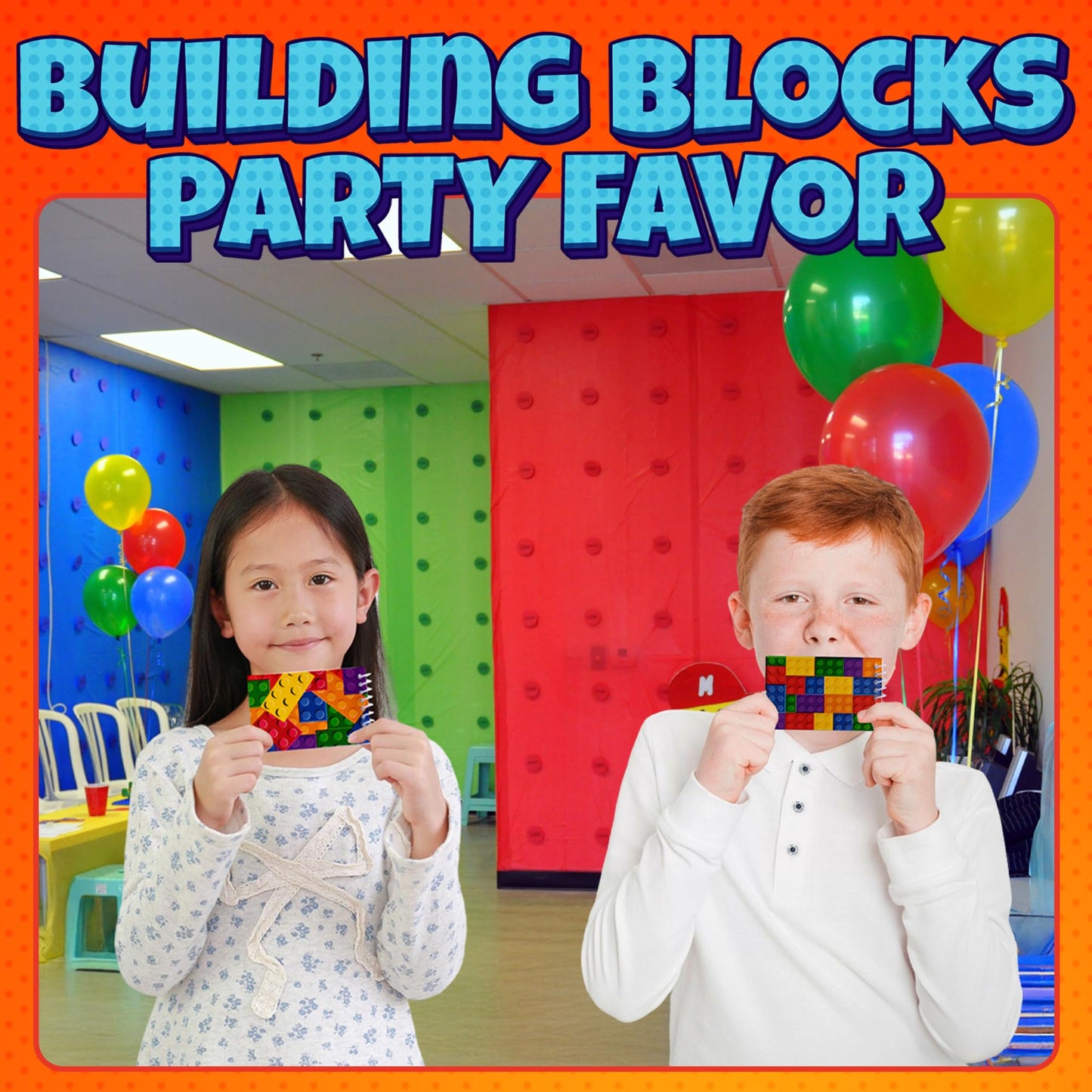 Bedwina Mini Building Block Notebooks Bulk 32 Pack – Pocket Spiral Notepads in Brick Styles, Party Favors, Goodie Bag Stuffers, Classroom Rewards