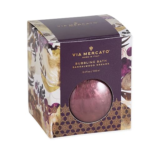 Via Mercato Scented Shimmering Bubble Bath, Moisturizing and Restorative, Ornament Gift Bottle is Beautifully Packaged with Gift-Giving in Mind, 250