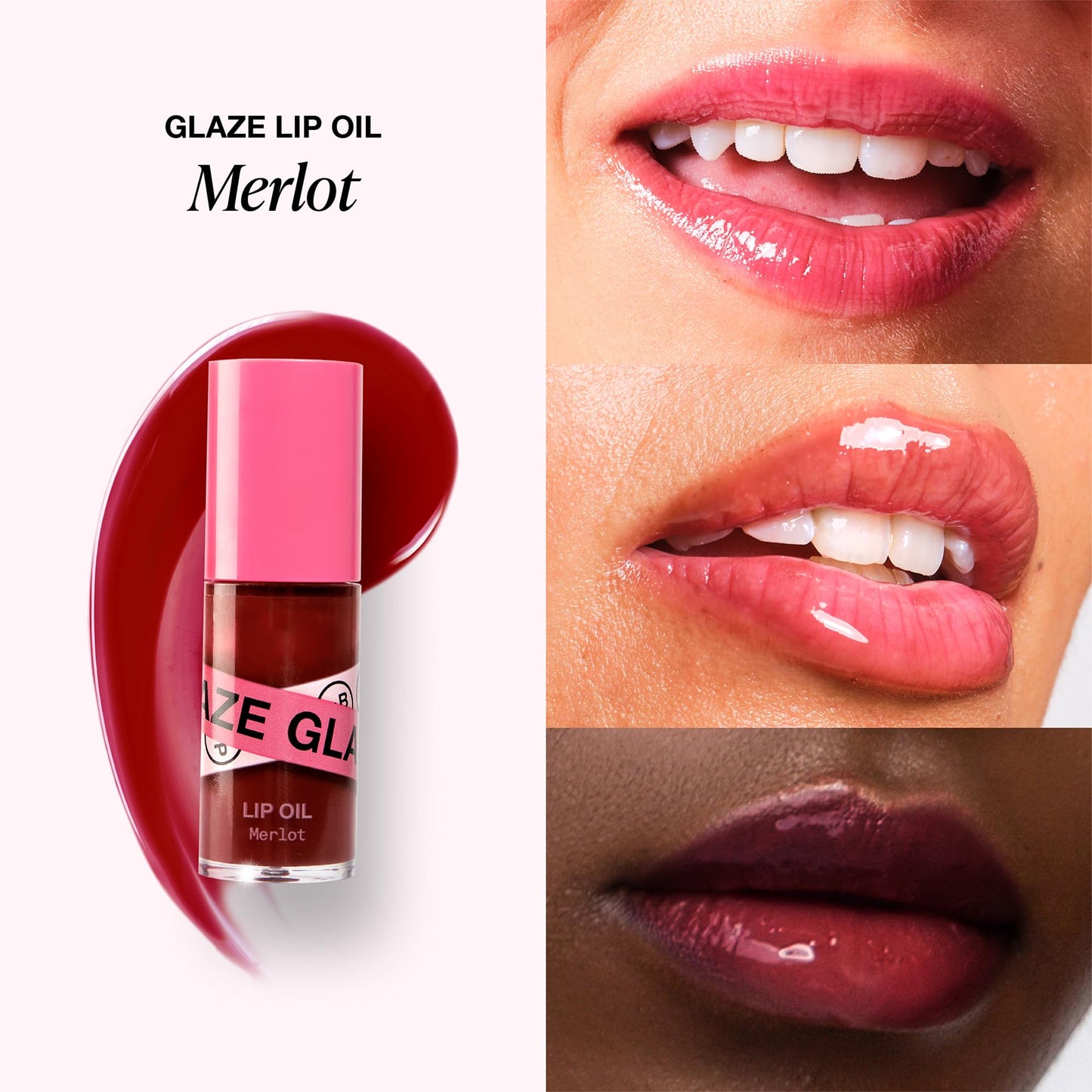 Innbeauty Project Glaze Lip Oil Merlot, Hydrating Vegan Lip Oil Gloss Hybrid, 0.2 OZ