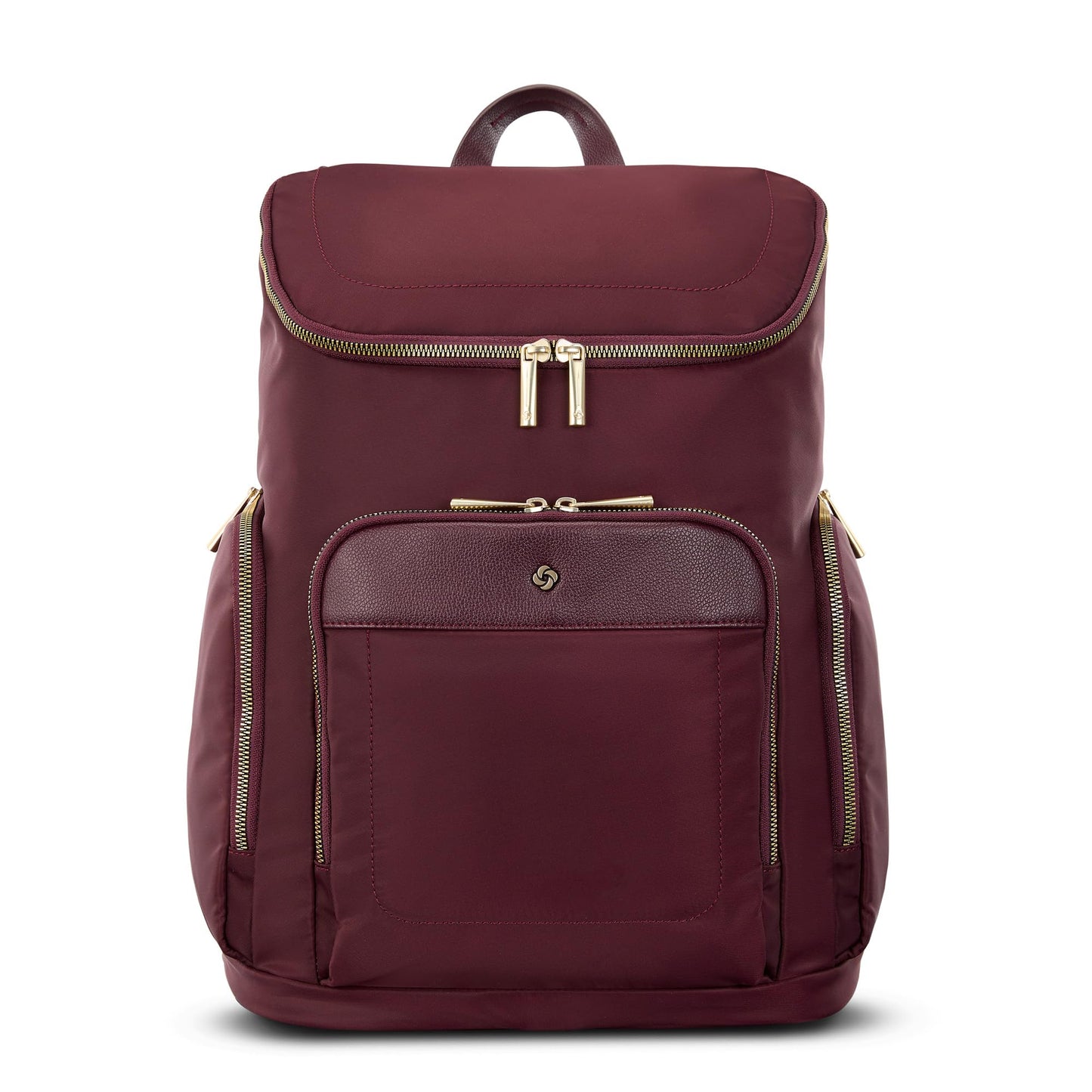 Samsonite Mobile Solutions 2 Deluxe Backpack, Laptop & Tablet Backpack with Padded Compartments, Front Zippered Pocket with Organizer, Water Bottle Pockets, StackIt™ Strap, Work & Travel Bag - Merlot