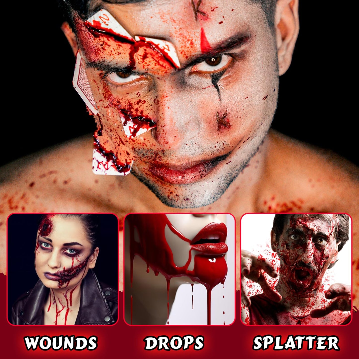 Fake Blood Spray, 2.03 oz Vampire Blood Splatter, Halloween Fake Blood for Clothes, Zombie Bride, Vampire and Monster SFX Scary Clown Makeup & Dress