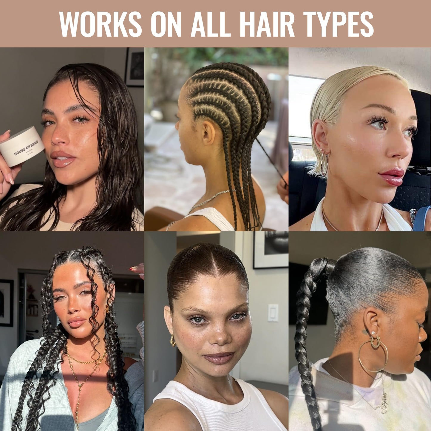 House Of Braid Hair Styling Gel - Extra Hold for Curly, Wavy, Slick Back, Edge Control, Braid Gel - Non Toxic, Frizz and Flake Free Hair Jam with All