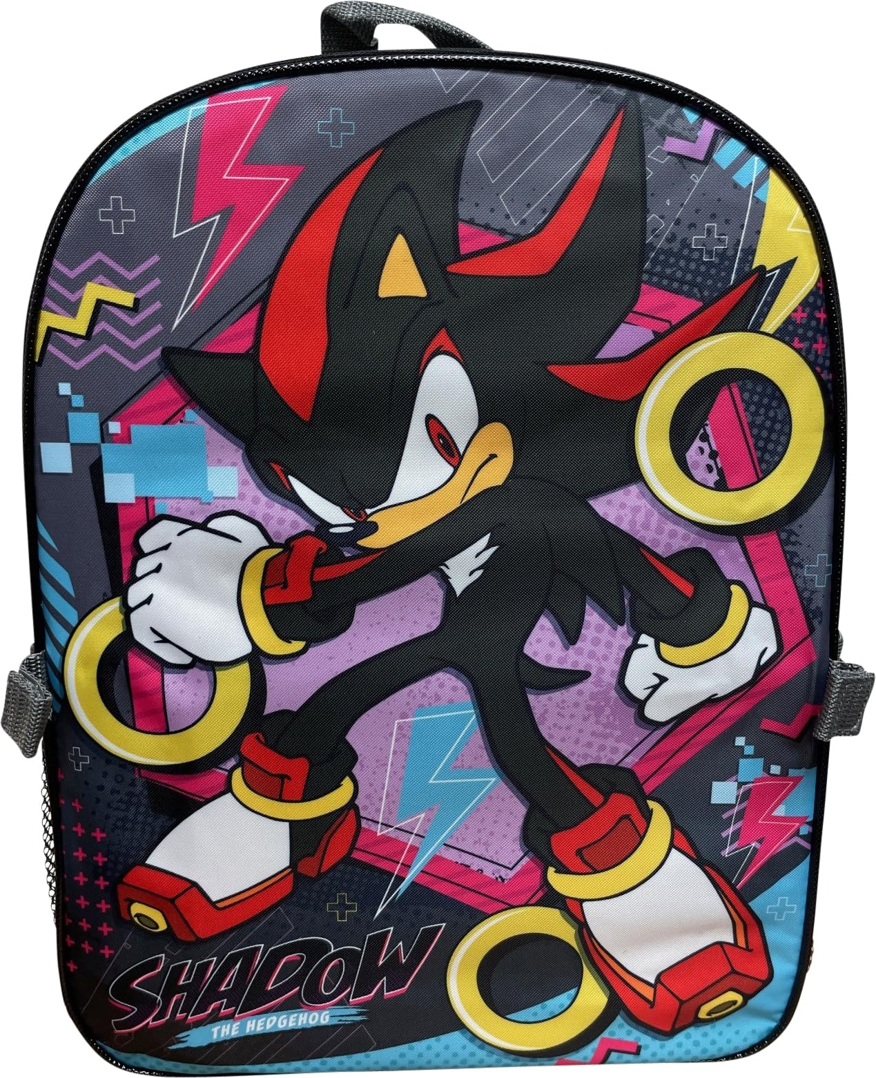 Ruz Sonic The Hedgehog 16 Inch Backpack W/Detachable Matching Lunch Box, Sonic - Shadow Kid's School Bag (Shadow)