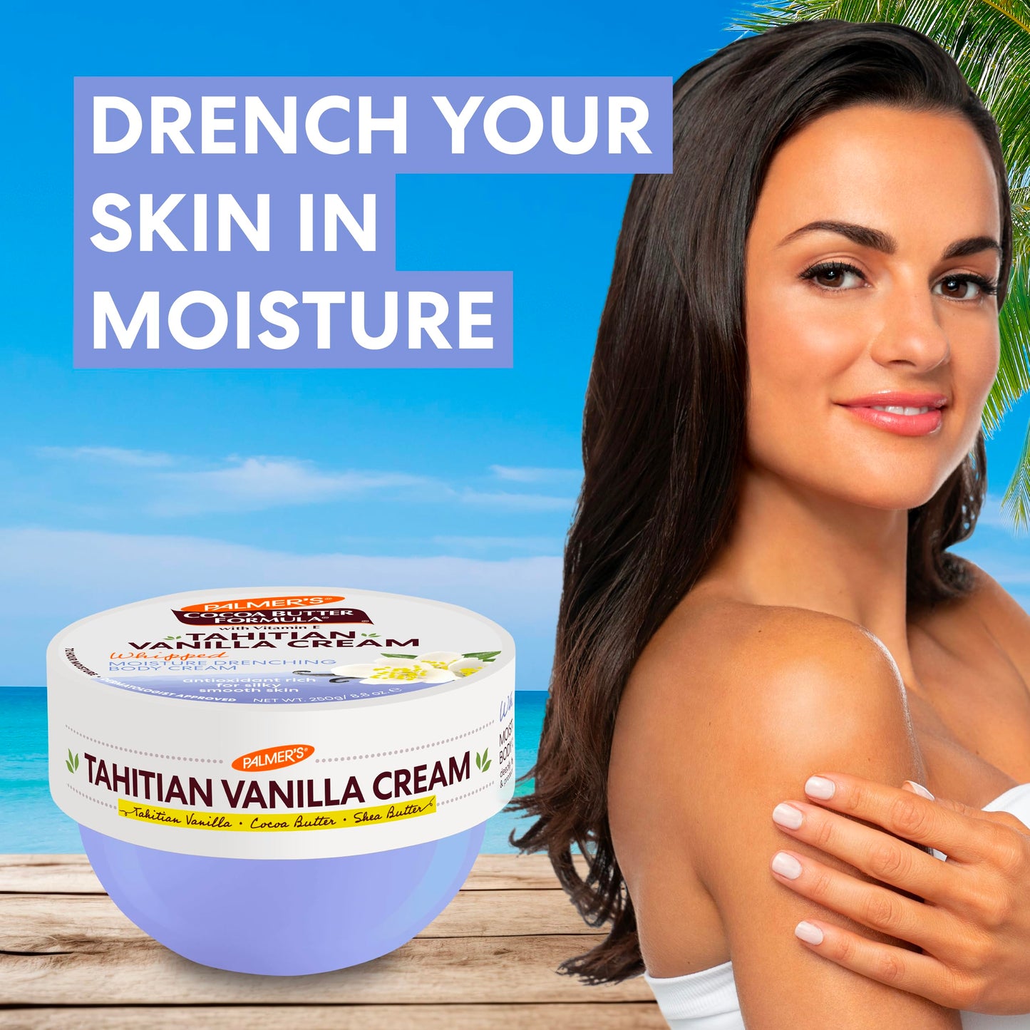 Palmer's Cocoa Butter Formula Body Cream, Moisture Drenching Tahitian Vanilla, 8.8 Oz, 72Hr Hydration with Shea Butter & Vitamin E for Softer Skin