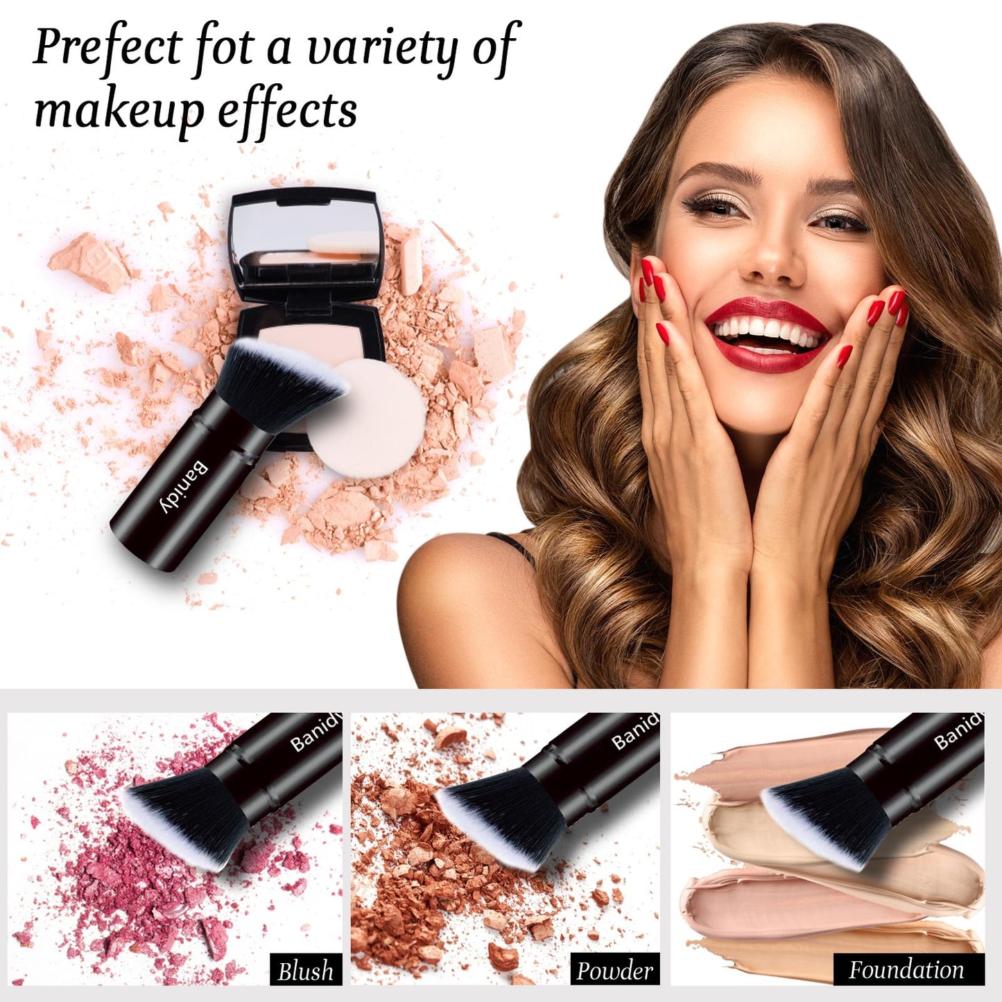 Makeup Brush Kabuki Face Brushes Retractable Travel Blush Kabuki Brush Portable Flawless for Foundation, Powder Blush, Bronzer, Buffing, Liquid