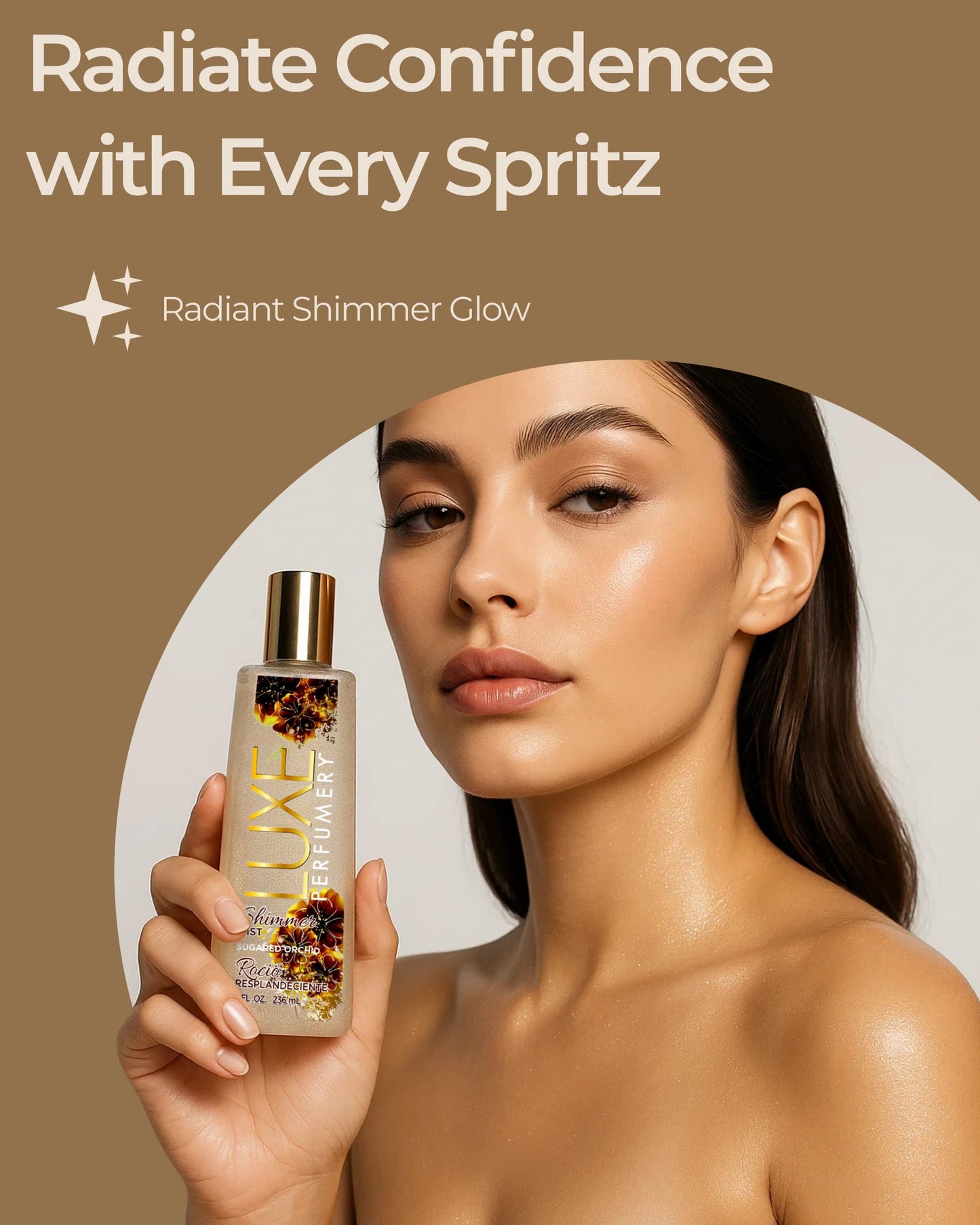 Luxe Perfumery Sugared Orchid Shimmer Body Mist - Long-Lasting Perfume Spray with Glittering Shine, Juicy Citrus & White Orchid Notes, Radiant Glow