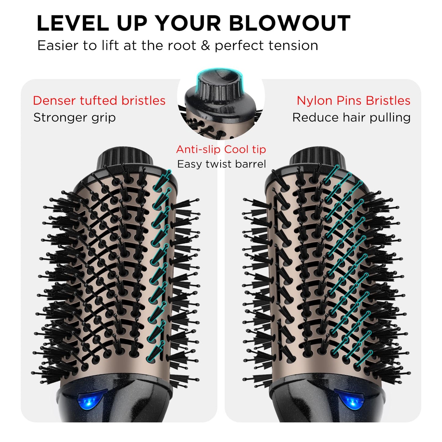 One Step Hair Dryer & Volumizing Hot Air Brush, Blow Dryer, Ceramic Straightener, Curler & Hot Comb 4 in 1 Salon Ionic Brush, Hair Styling Tools