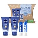 NIVEA Moisturizing Must-Haves Skin Care Set, Essentially Enriched Hand Cream with Almond Oil and Shea Butter, 2.6 Oz Tube (Pack of 2) + Moisture Lip