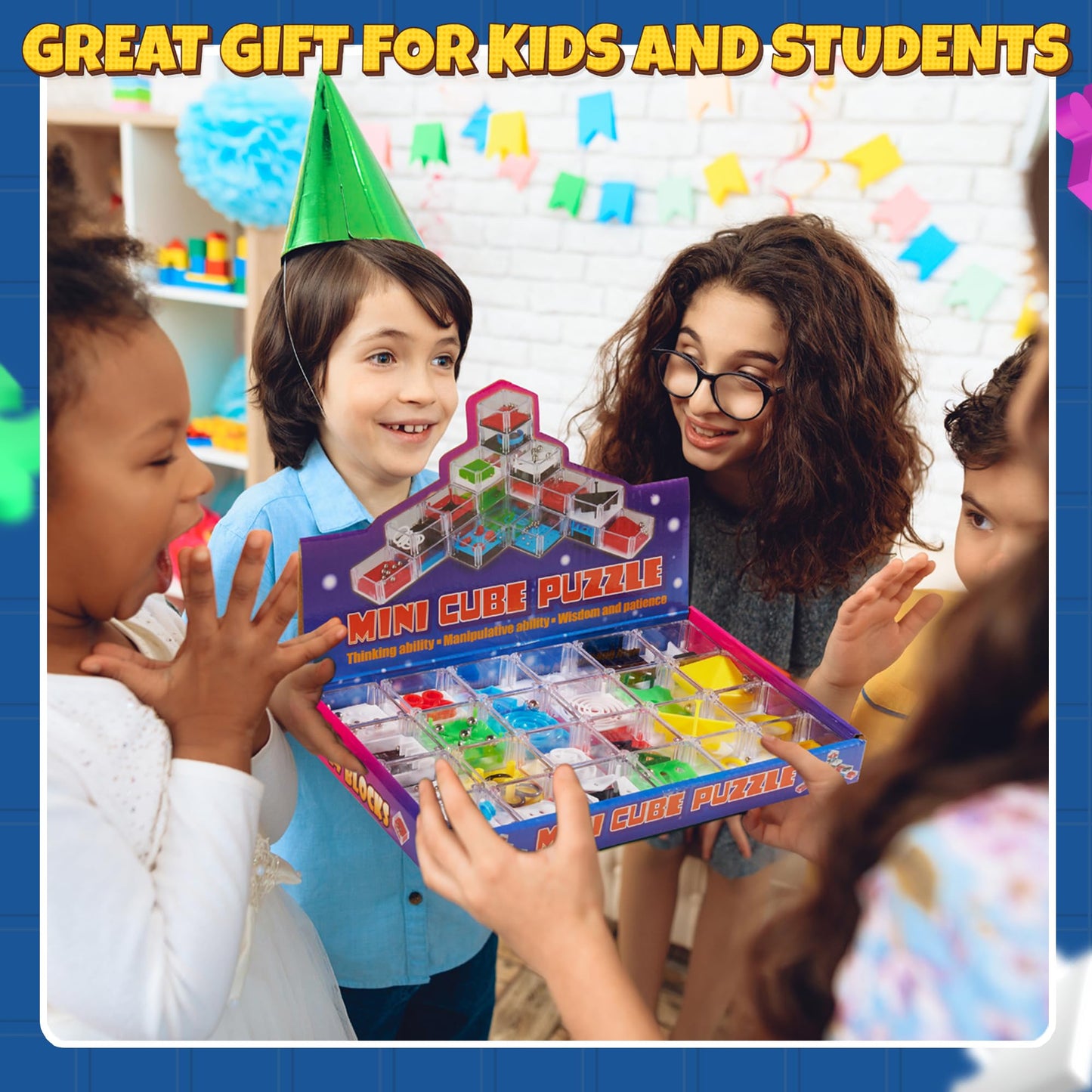 Bedwina Mini Cube Puzzle Box Set – 24-Pack 1.5" 3D Brain Teaser Maze Balls, Balance IQ Party Favor Games for Kids, Teens & Adults