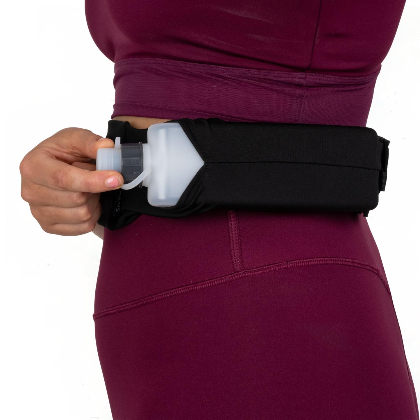 Sprigs Lets Go Curved Water Bottle for Running, 300 ml, Leak Proof Top, BPA Free, Fits 3 Pocket Belt (Black Let's Go, 300 ML)