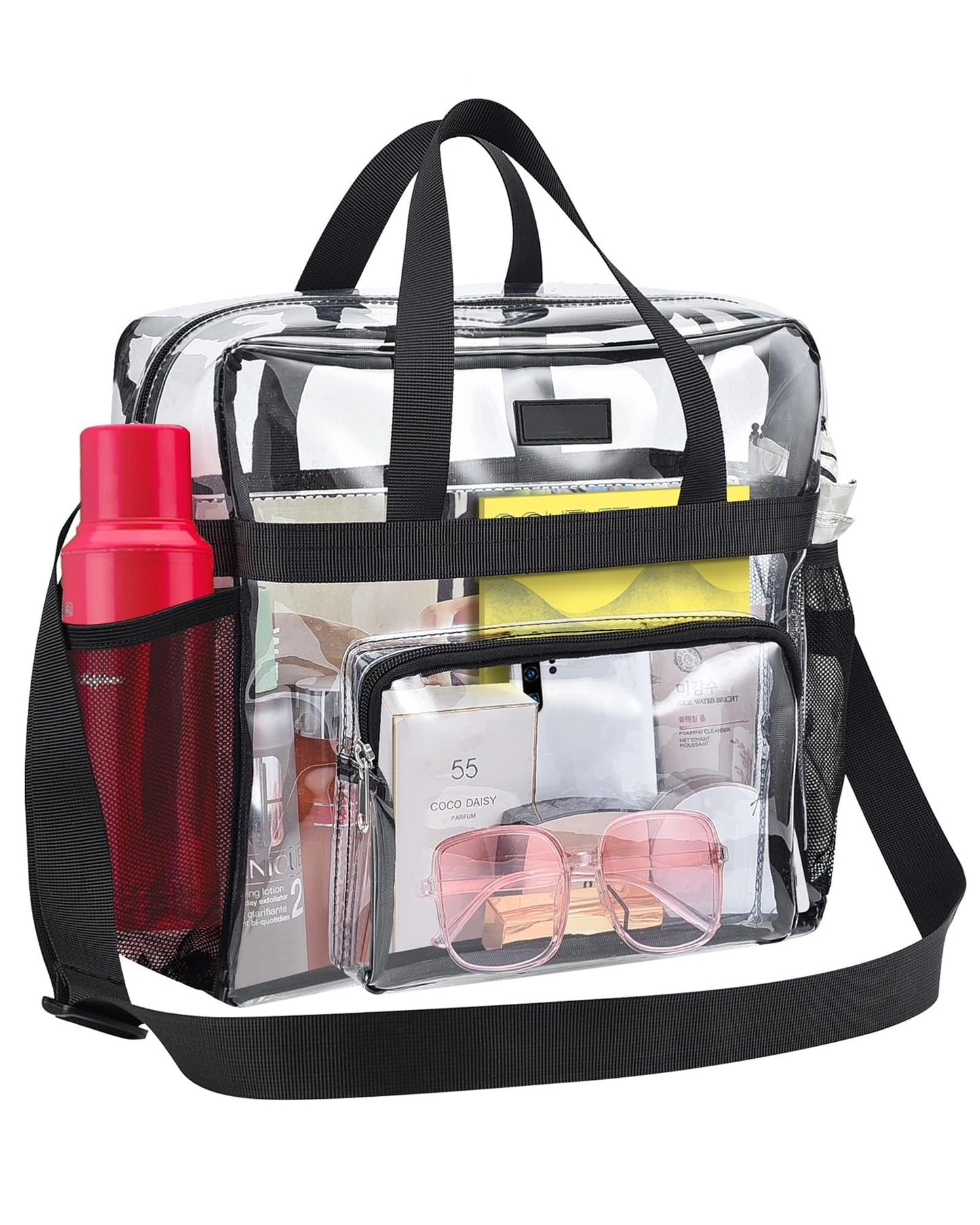 Bagenius Clear Bag Stadium Approved, 12×6×12 Clear bag for Stadium Events, Women's Handbag for Sports Concert Festival Work, Black