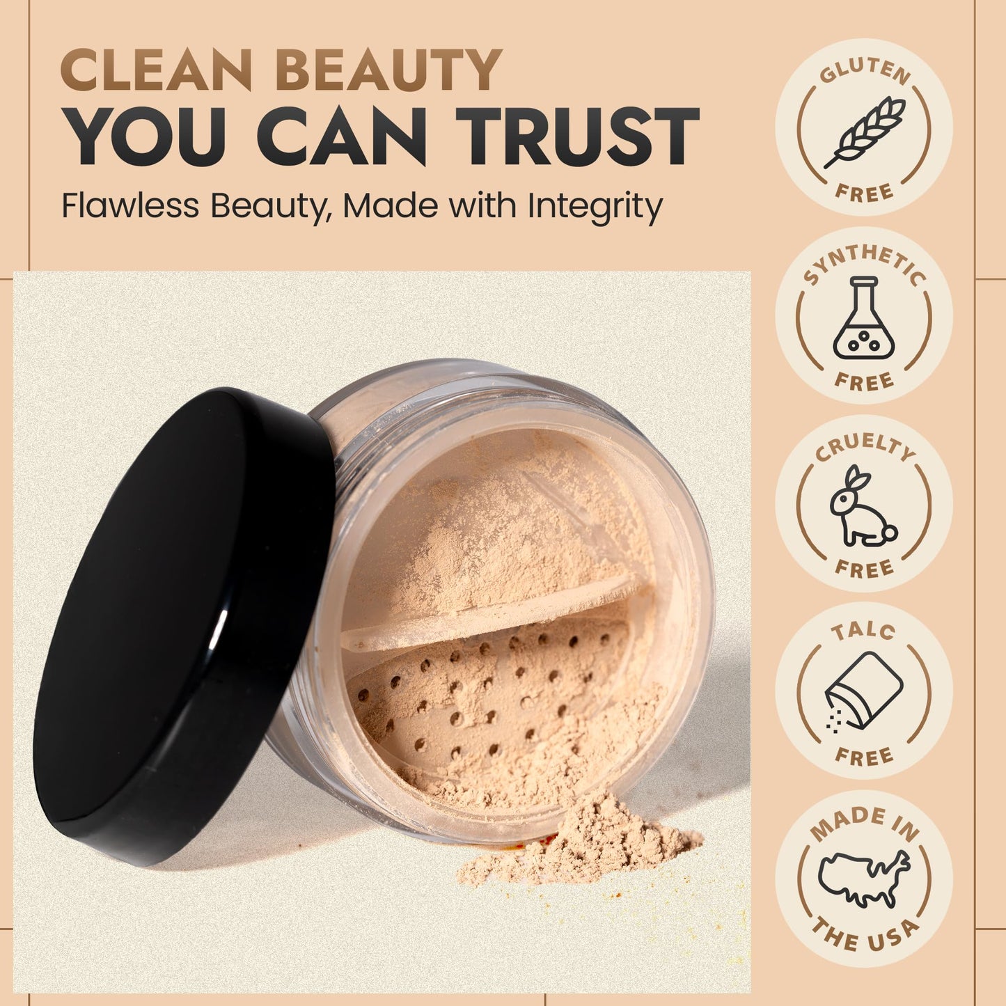 BaeBlu InstaFame Loose Powder Foundation, Create - Full Coverage Matte Natural Mineral Foundation for Sensitive & Acne-Prone Skin - Non-Nano Zinc