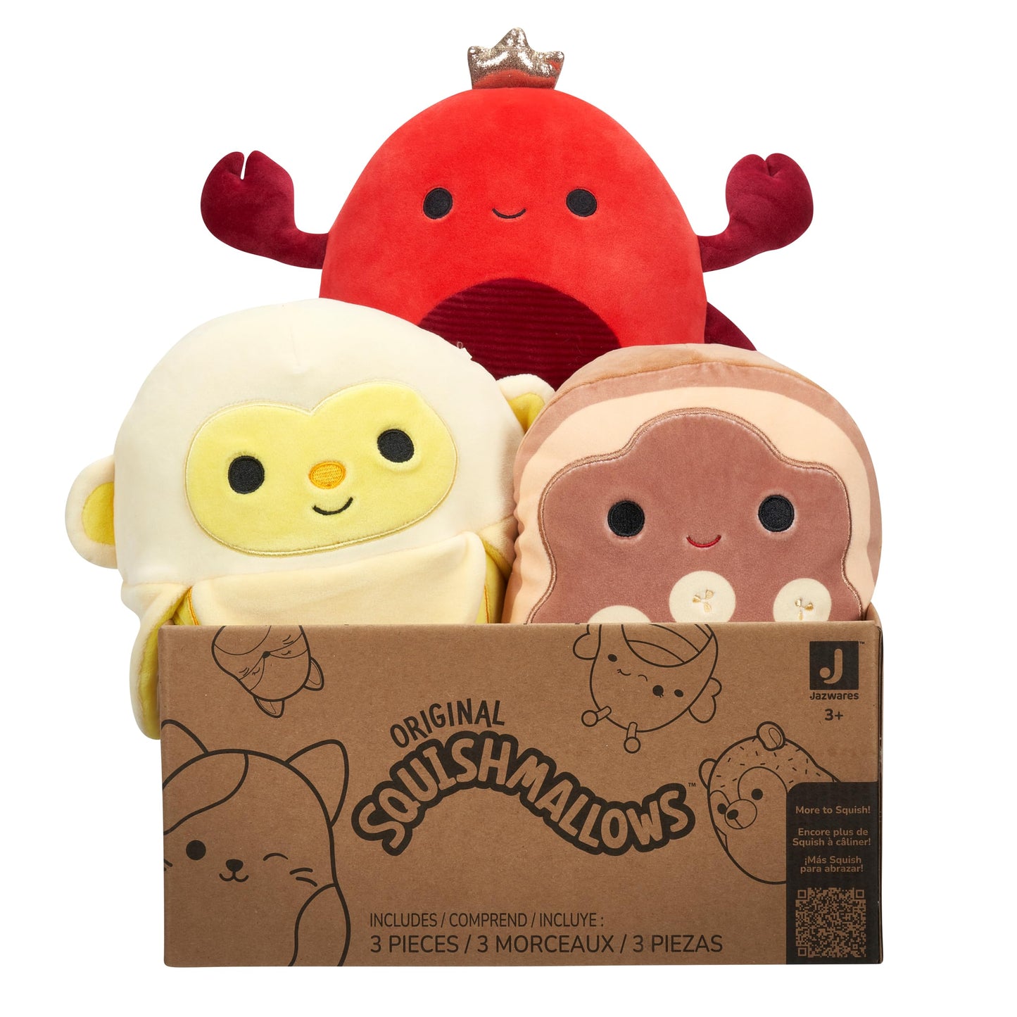 Squishmallows Original Mystery 3-Pack (8-Inch) - Official Jazwares Plush (Medium-Sized)