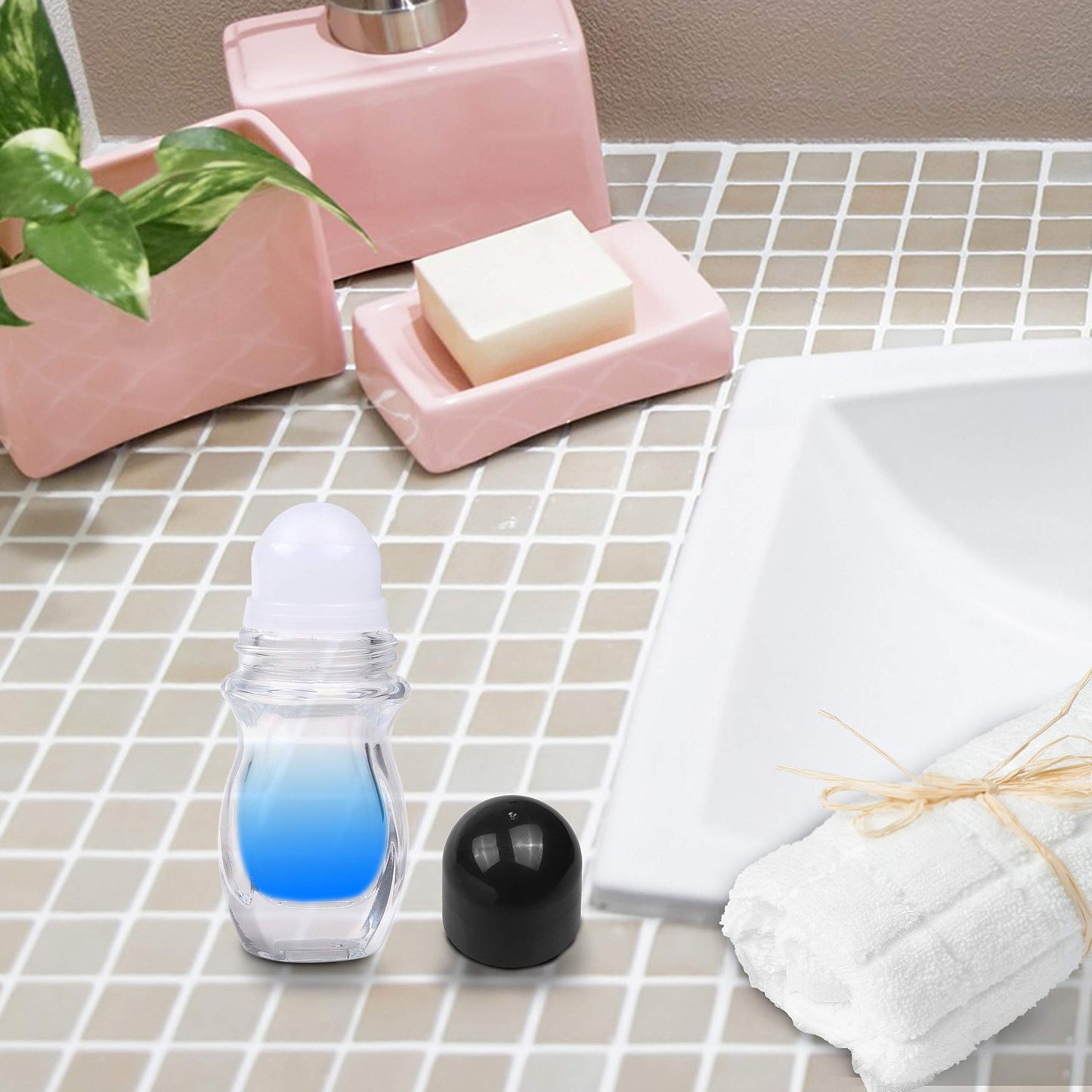 2 Pack Deodorant Glass Rollers - Empty Rollerball Bottles, Roll on Bottles for Oils, Sunscreen Roller Applicator, Essential Oil Roller Bottles