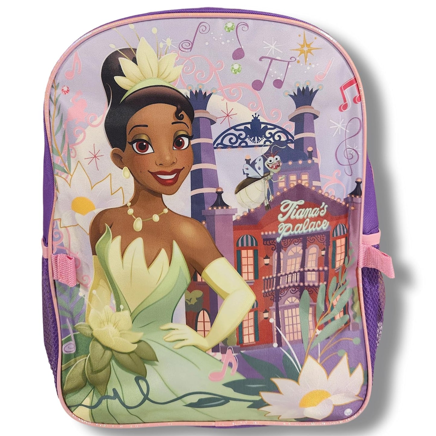 Ruz Princess Tiana Girls' Full Size 16 Inch Backpack with Detachable Lunch Box