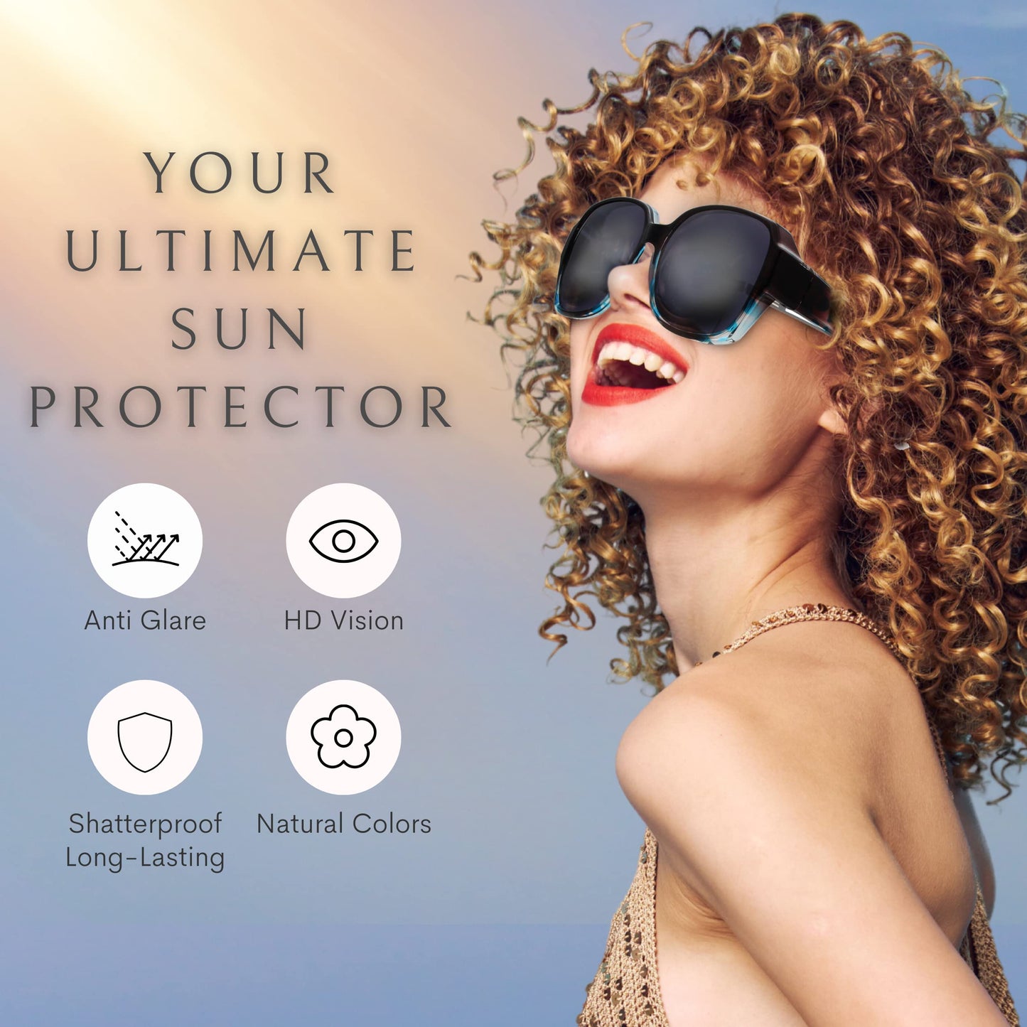 BLUE CUT Fit Over Polarized Sunglasses Driving Clip-on Over Glasses, Solar Shield Sunglasses Over Prescription Glasses