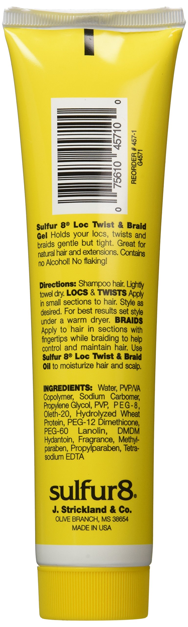 Sulfur8 Loc Twist & Braid Gel 6 oz - Moisturizing Styling Gel for Locs Braids & Twists, Helps Control Frizz, Smooth Hair & Support Neat Protective