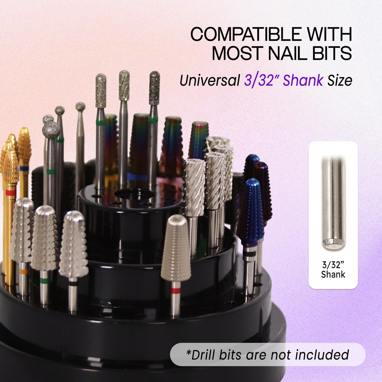 PANA Round Cake Tier Nail Drill Bit Holder Display Organizer Case - Dustproof Carbide Bit Storage Container Box For Manicure Tools Nail Salon - 48