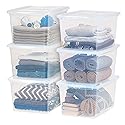 IRIS USA 6-Pack Storage Bins with Lids, 58 Quart, Clear Stackable Containers Box Organize Shoes Closet Shelves Clothes Blankets Towels - BPA-Free…