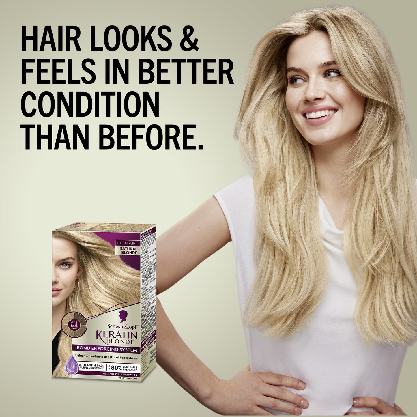 Schwarzkopf Keratin Blonde Hair Dye, 11 High Lift Natural Blonde, Professional Quality Permanent Hair Color, Bond Enforcing System, Pre-Color Serum