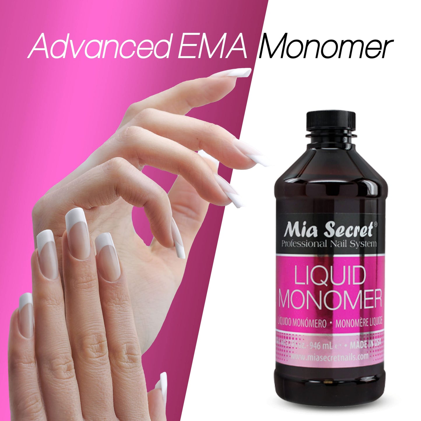 32 oz Mia Secret Liquid Monomer - Professional Acrylic Nail Liquid for Acrylic Powder - EMA monomer acrylic nail liquid Beauty & Personal Care Mia Secret