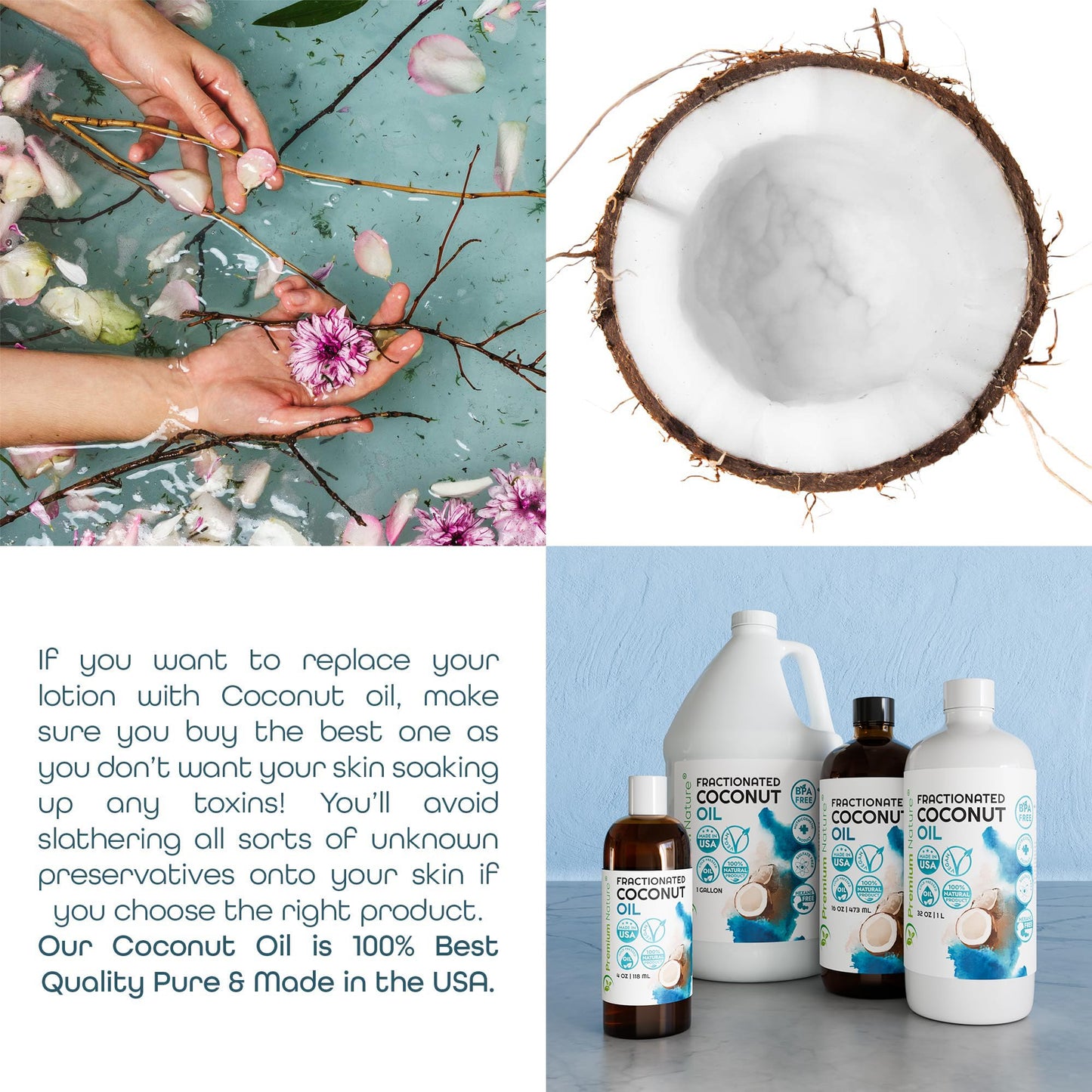 Fractionated Coconut Oil for Skin Moisturizer with Pump Massage Oils Best Carrier for Essential Oils Mixing Body OUL for Dry Skin Moisturizer Natural