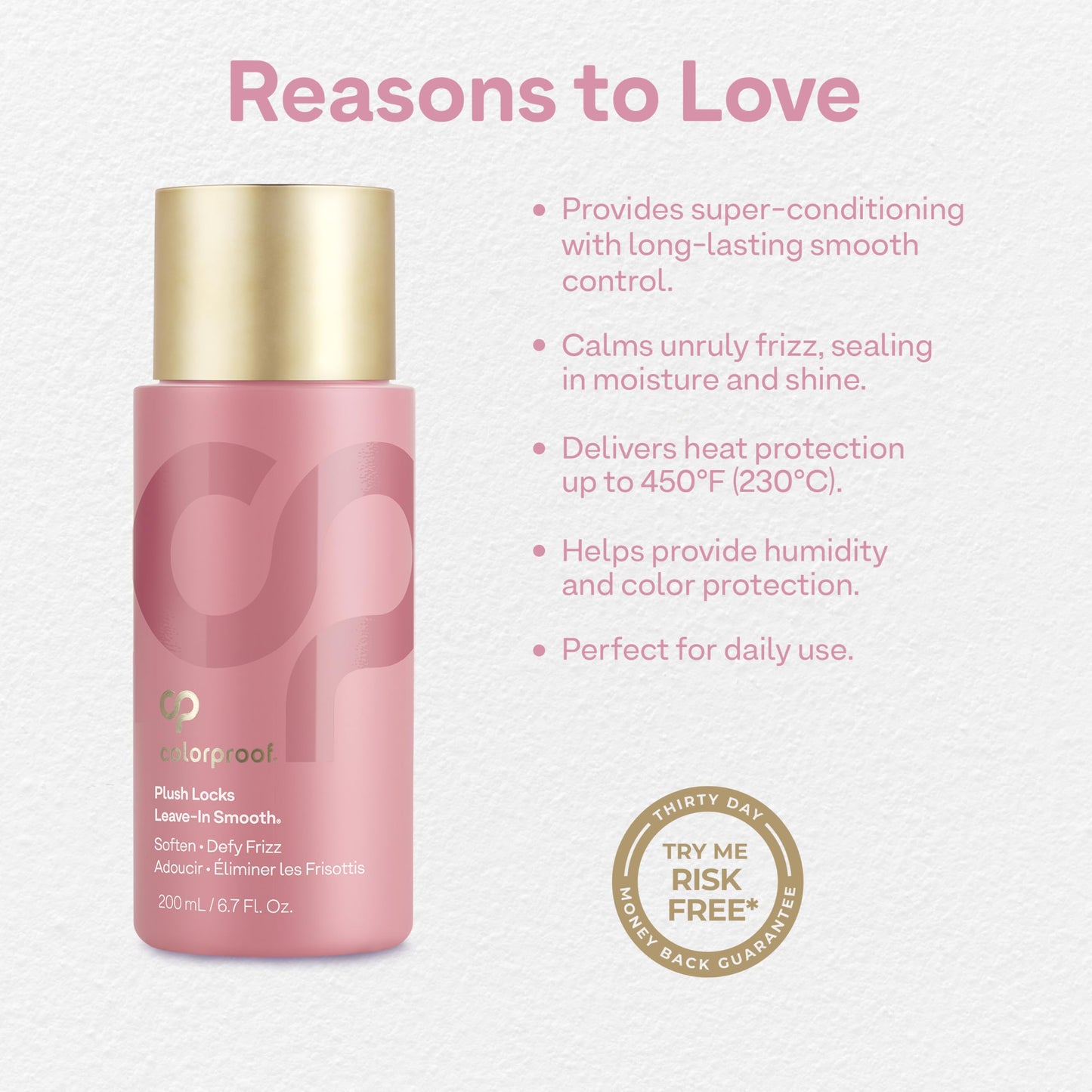 Plush Locks Leave-in Smooth, Anti- Frizz Smoothing Lotion, Protects & Reduces Blow Dry Time, Controls Frizz & Adds Shine, Sulfate-Free, Vegan, 6.7fl