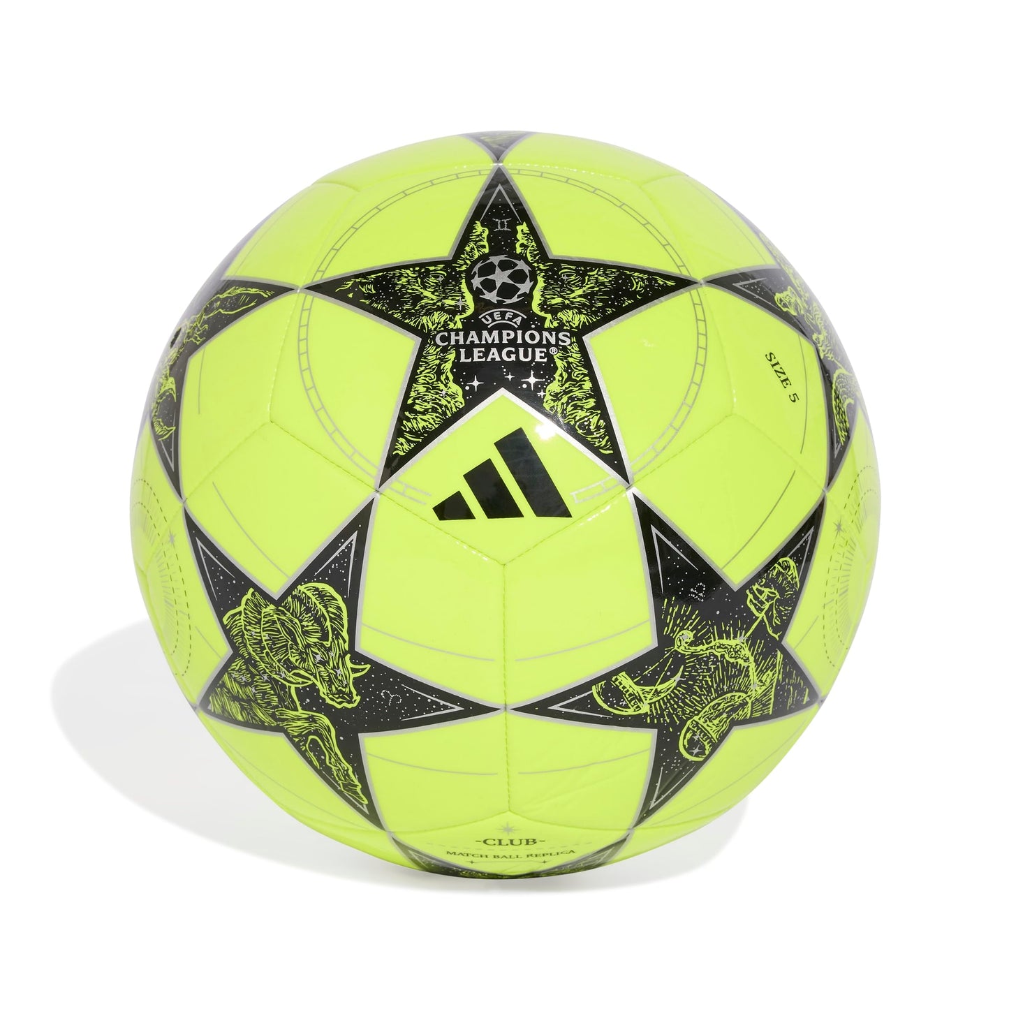 Adidas Unisex-Adult UEFA Champions League Club Soccer Ball, Solar Yellow/Black/Silver Metallic, 5