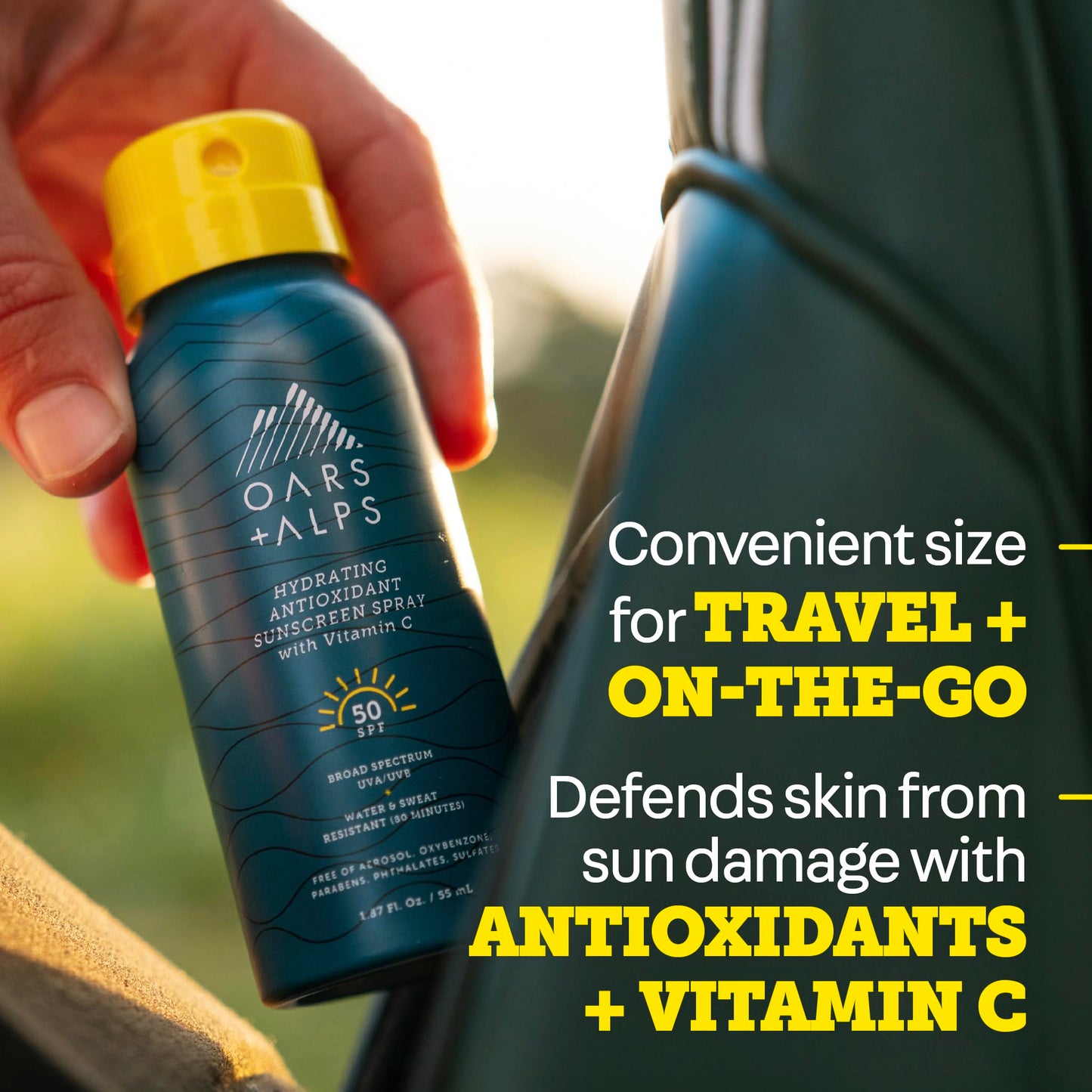 Oars + Alps Sunscreen Spray for Face & Body Spray Sunscreen Infused with Vitamin C & Antioxidants, No White Residue, Water & Sweat Resistant, All Skin