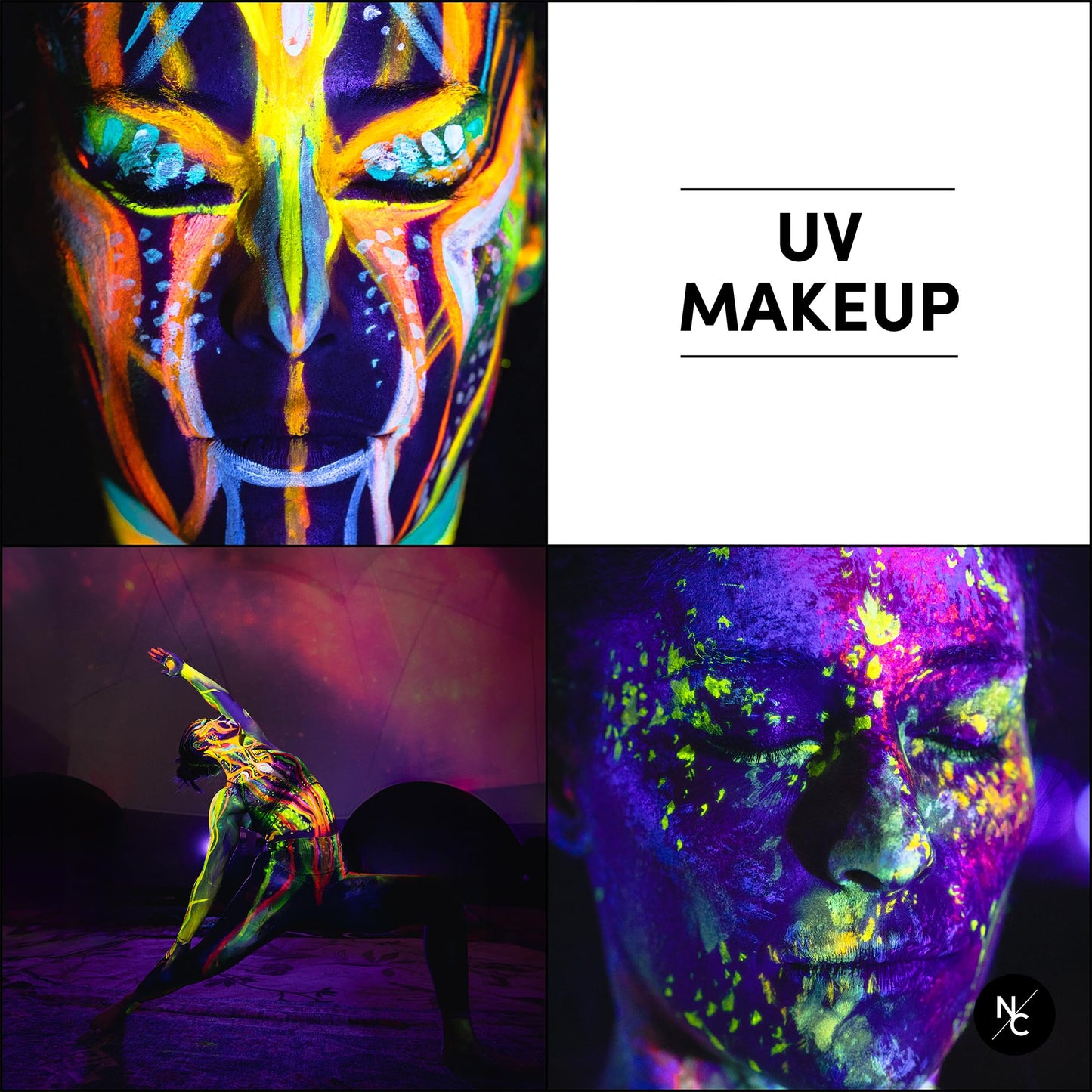 Narrative Cosmetics UV Fluorescent Alcohol Airbrush Paints - 2 fl oz, Glow Effect, Waterproof, Sweatproof, Highly Pigmented Liquid Makeup