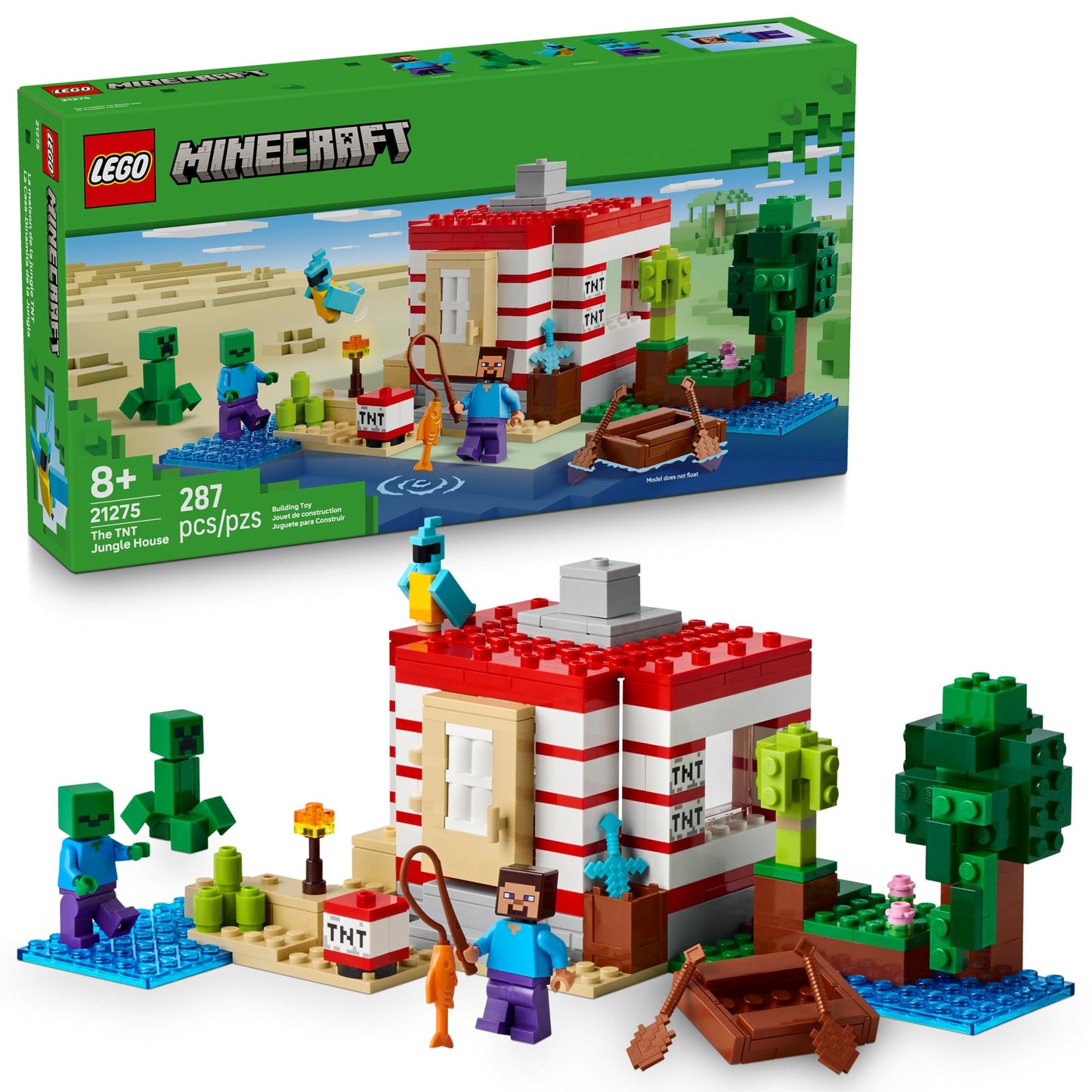LEGO Minecraft The TNT Jungle House 21275, Collectible Building Toy for Kids Ages 8+, Pretend Play Set & Birthday Gift for Video Game Fans