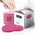 TiwinTi 60 Count Compressed Facial Sponges - Natural Wood Pulp Round Esthetician Face Sponges for Cleansing, Daily Face Washing, Exfoliating Makeup