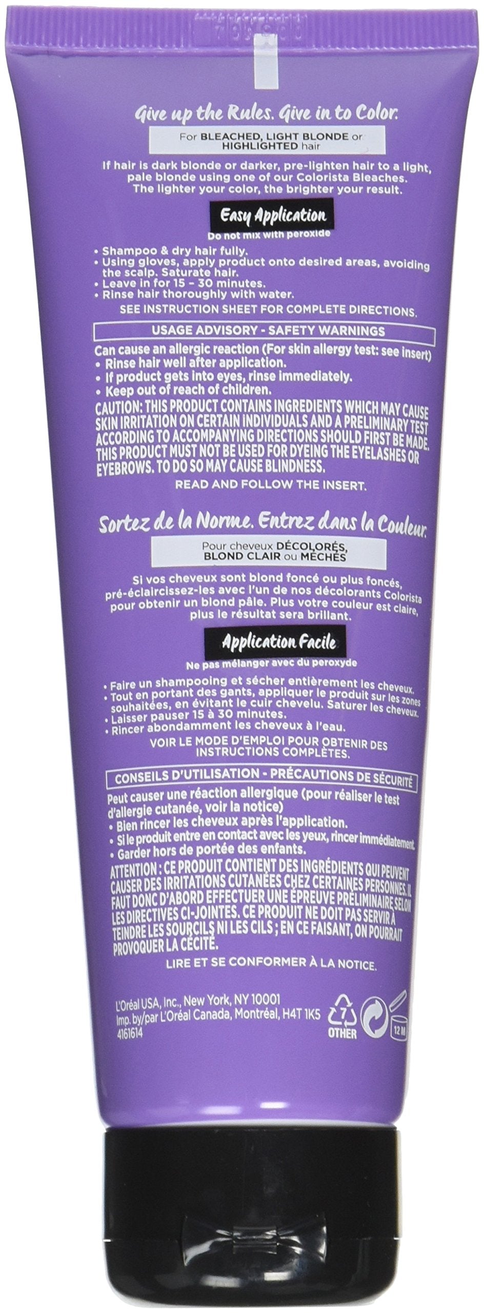 L'Oreal Paris Colorista Semi-Permanent for Light Blonde or Bleached Hair, #Purple