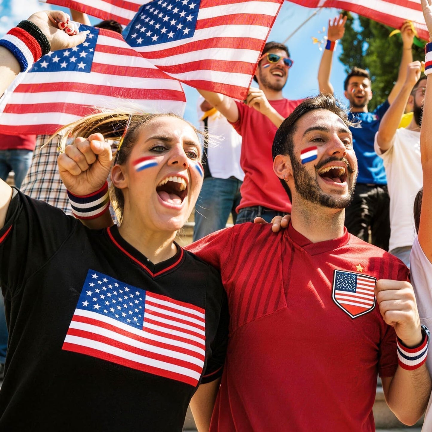 4 Pack Red White Blue Face Paint Sticks, USA Patriotic Body Paint for Football, Baseball, Softball Games, 4th of July Accessories, Sports Eye Black