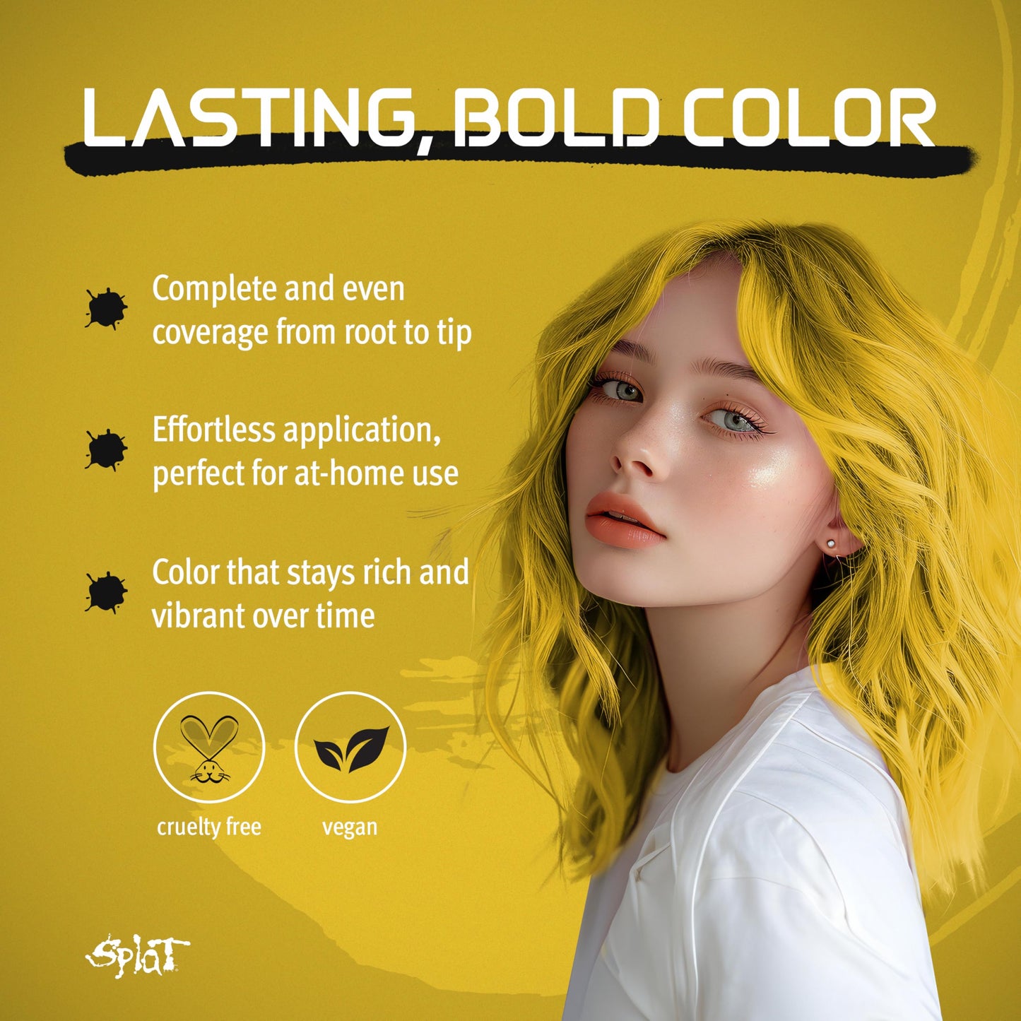 SPLAT - Lemon Drop, Semi-Permanent Hair Color (Yellow) Complete Kit with Bleach & Gloves