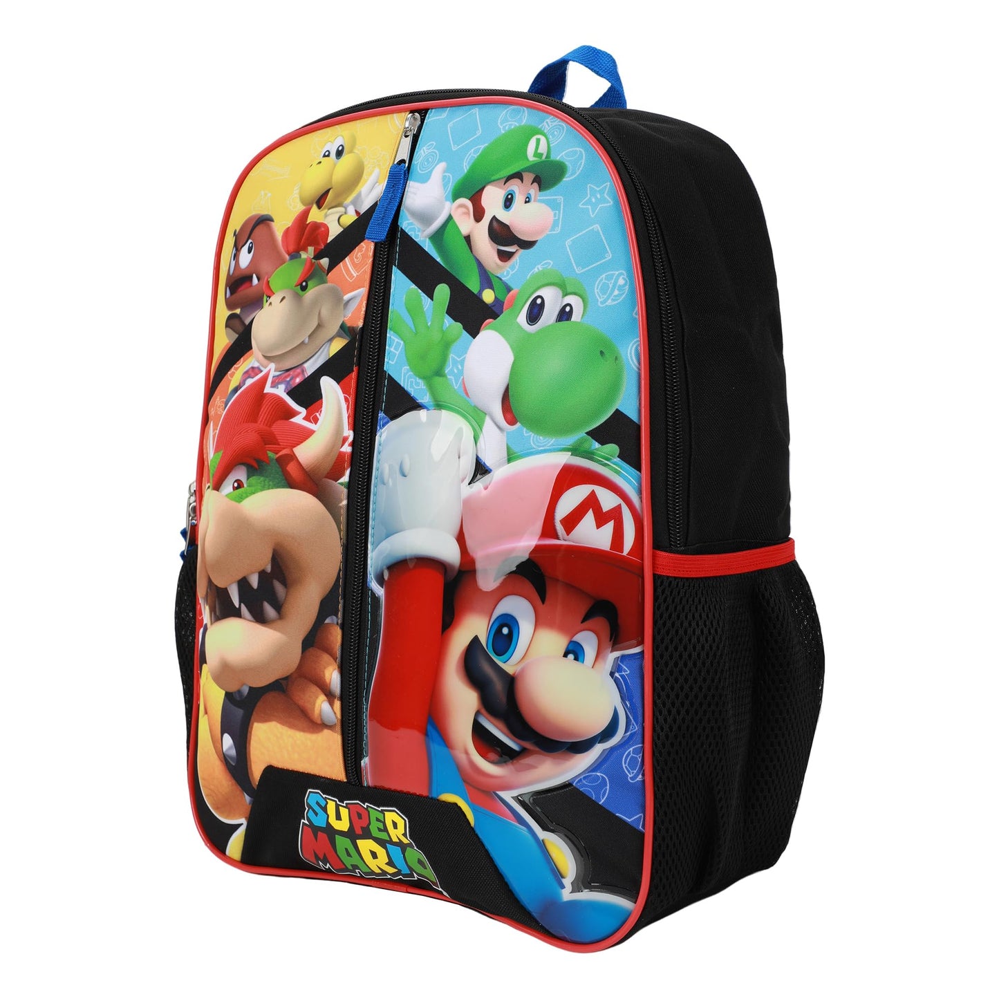 Bioworld Kids' Mario 16" Backpack, Black, Large