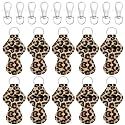 allydrew 10 Pack Chapstick Holder Keychain, Keyring for Lip Balm Lip Gloss Lipstick with 10 Pieces Metal Keyring Clasps, Leopard